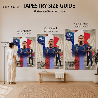 Kylian Mbappé France Champions Wall Tapestry | Premium Heavyweight Jute Fabric Wall Hanging