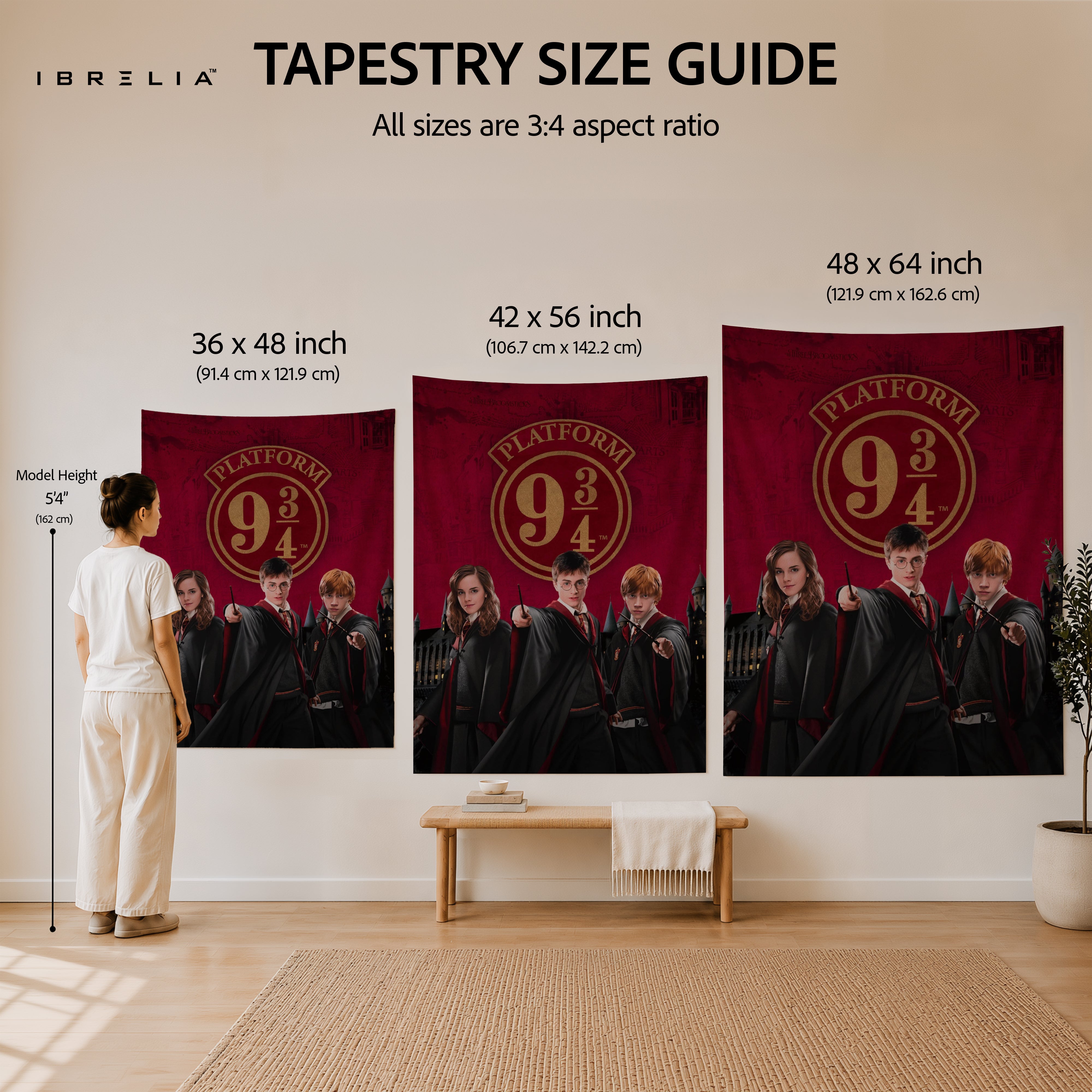 Harry Potter Platform 9¾ Golden Trio Wall Tapestry – Premium Fantasy Wall Hanging & Home Decor in Pakistan
