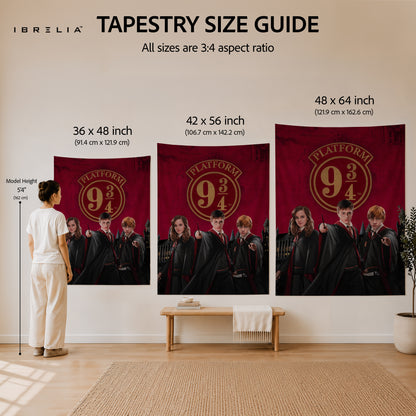 Harry Potter Platform 9¾ Golden Trio Wall Tapestry – Premium Fantasy Wall Hanging & Home Decor in Pakistan