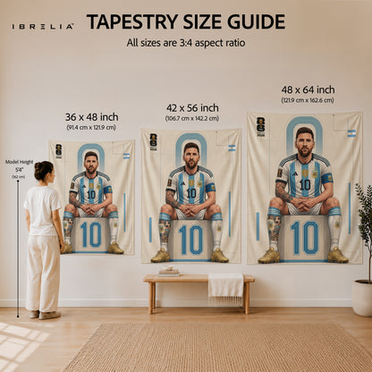Lionel Messi Argentina 2026 Wall Tapestry | Premium Heavyweight Jute Fabric Wall Hanging