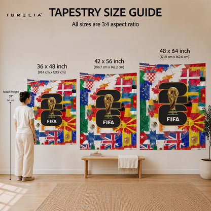 FIFA World Cup 2026 Global Flags Edition Wall Tapestry | Premium Heavyweight Jute Fabric Wall Hanging