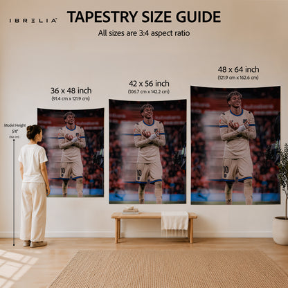 Lamine Yamal Signature Celebration Wall Tapestry | Premium Heavyweight Jute Fabric Wall Hanging