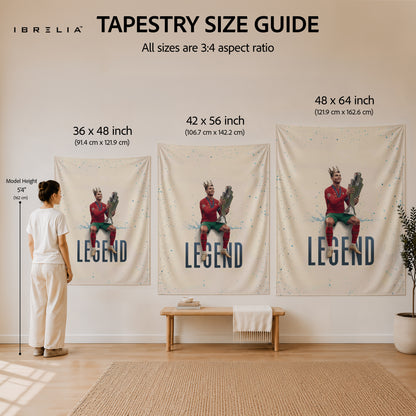 Cristiano Ronaldo Legend Trophy Wall Tapestry | Premium Heavyweight Jute Fabric Wall Hanging