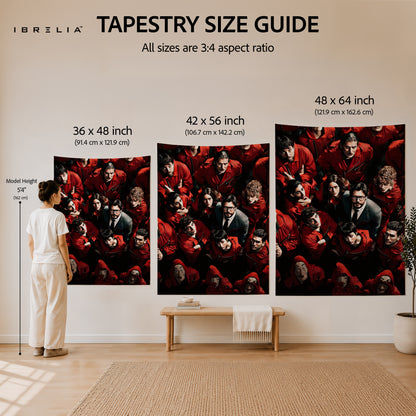 Money Heist Team Portrait Wall Tapestry | Premium Heavyweight Jute Fabric Wall Hanging