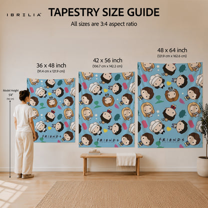 Friends Chibi Characters Wall Tapestry – Cute Cartoon Sitcom Wall Hanging