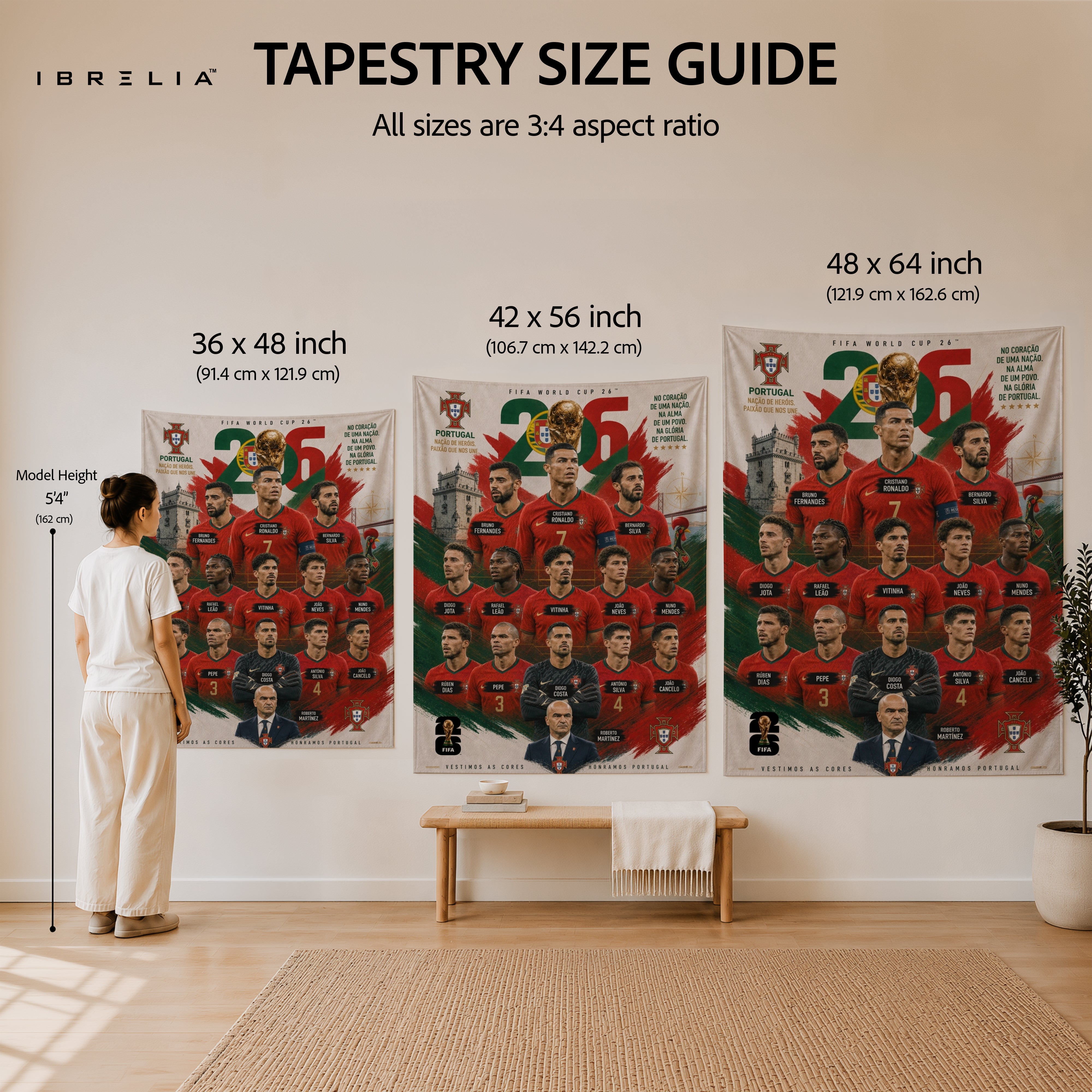 Portugal National Football Team Legends Wall Tapestry | Premium Heavyweight Jute Fabric Wall Hanging