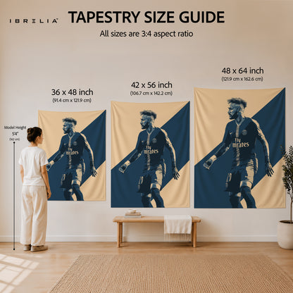 Neymar PSG Monochrome Wall Tapestry | Premium Heavyweight Jute Fabric Wall Hanging