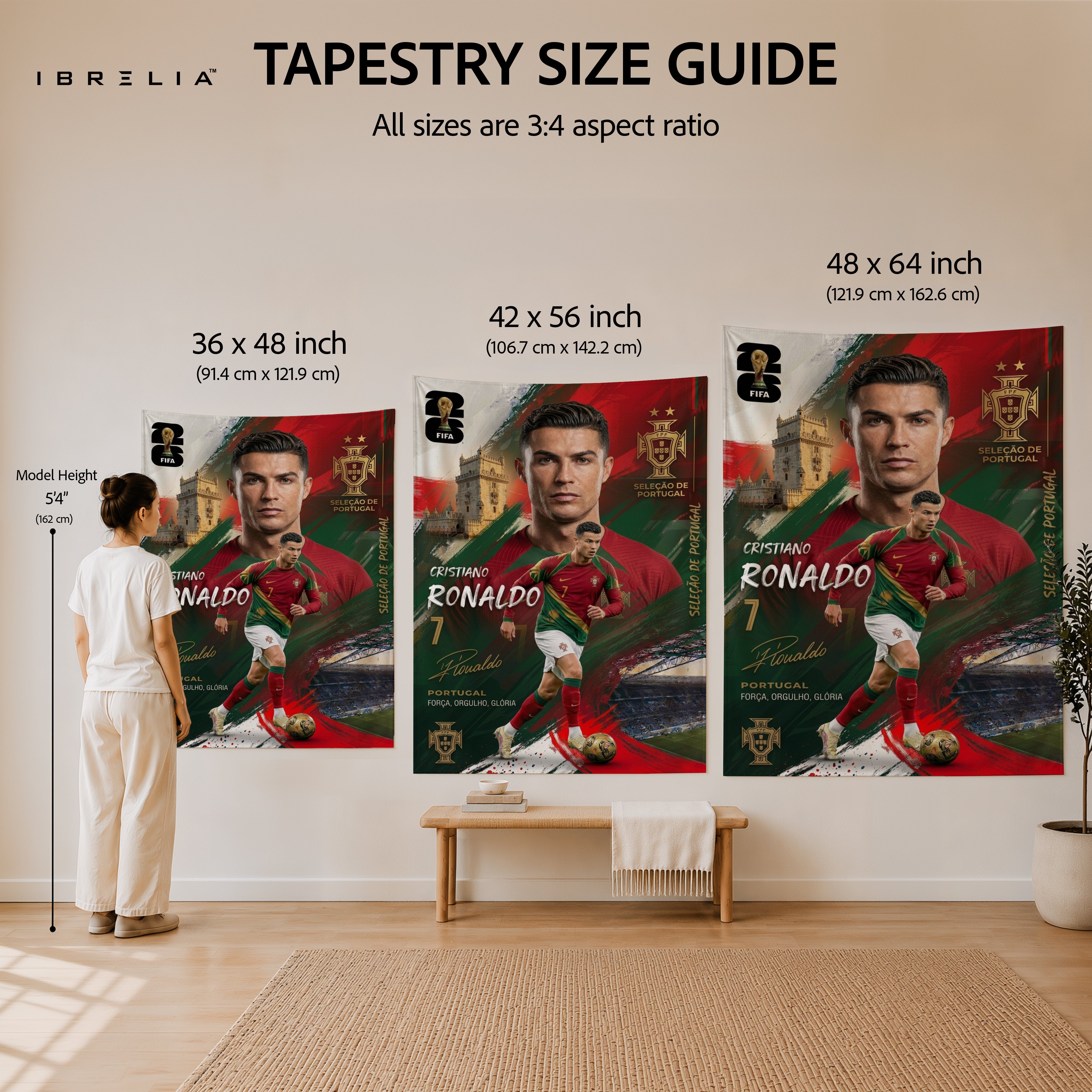 Cristiano Ronaldo Portugal Champion Edition Wall Tapestry | Premium Heavyweight Jute Fabric Wall Hanging