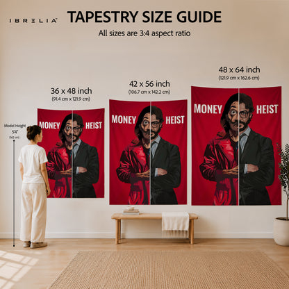 Money Heist Professor Split Design Wall Tapestry | Premium Heavyweight Jute Fabric Wall Hanging