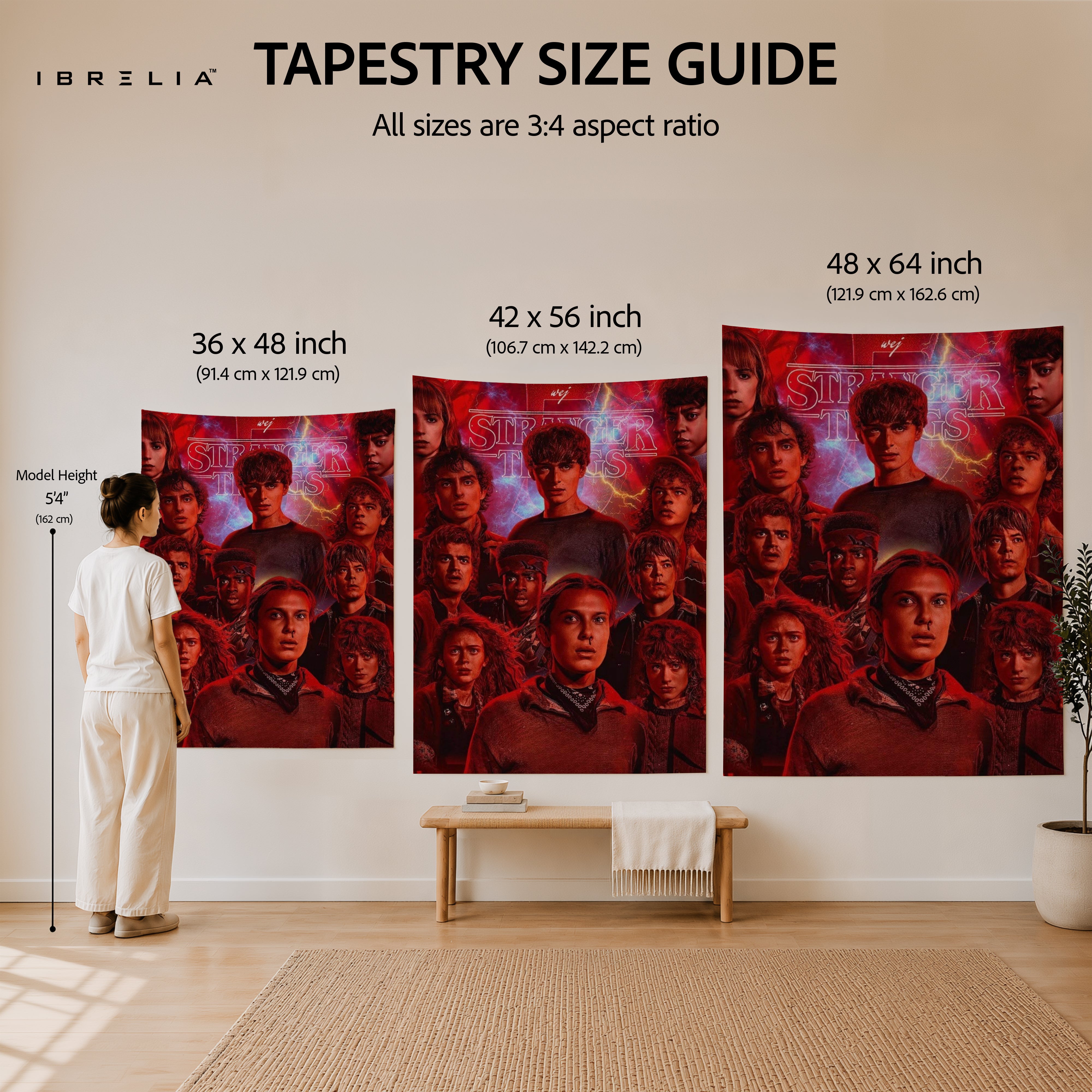 Stranger Things Character Collage Wall Tapestry – Retro Netflix Series Wall Hanging