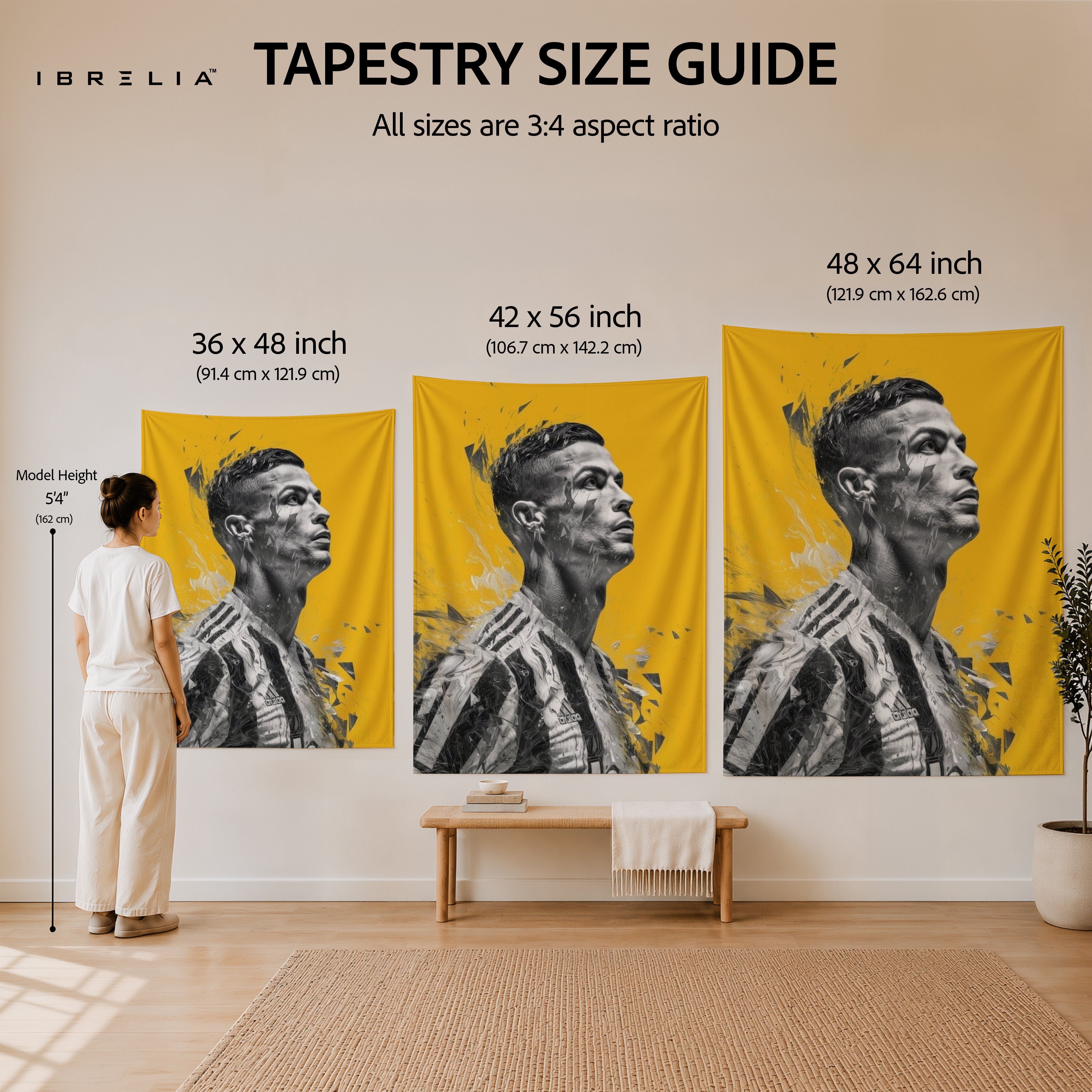 Cristiano Ronaldo Abstract Portrait Wall Tapestry | Premium Heavyweight Jute Fabric Wall Hanging