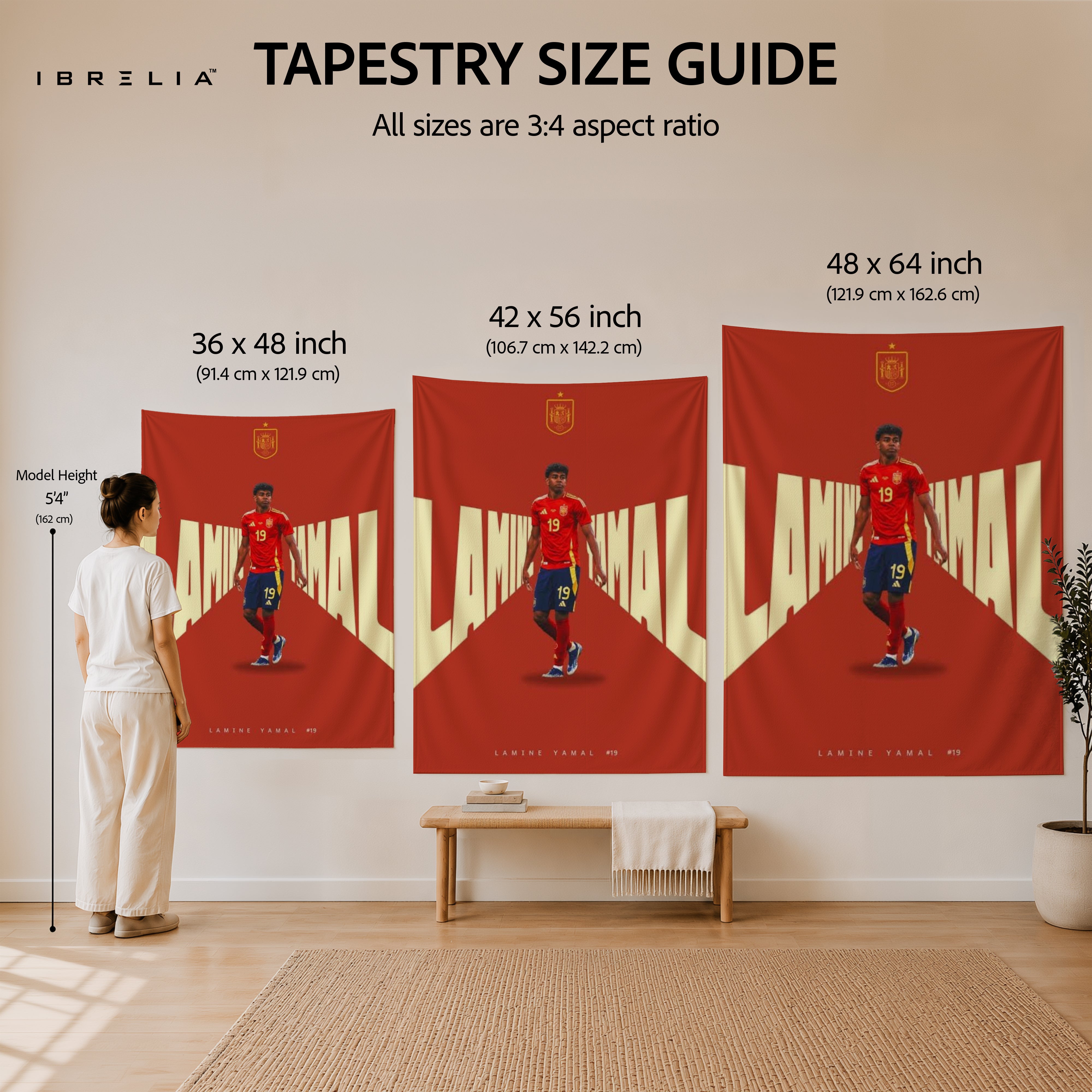 Lamine Yamal Spain Minimalist Typography Wall Tapestry | Premium Heavyweight Jute Fabric Wall Hanging
