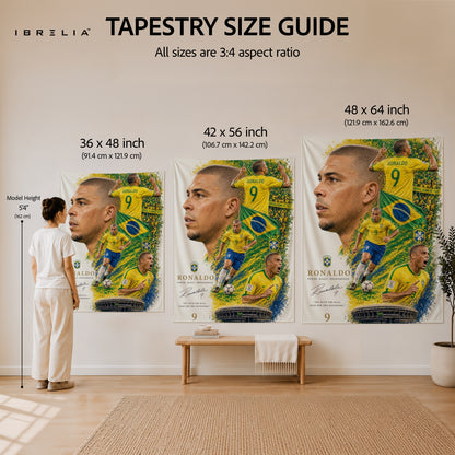 Ronaldo Nazário Brazil Legend Wall Tapestry | Premium Heavyweight Jute Fabric Wall Hanging