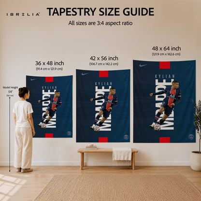 Kylian Mbappé PSG Minimalist Wall Tapestry | Premium Heavyweight Jute Fabric Wall Hanging