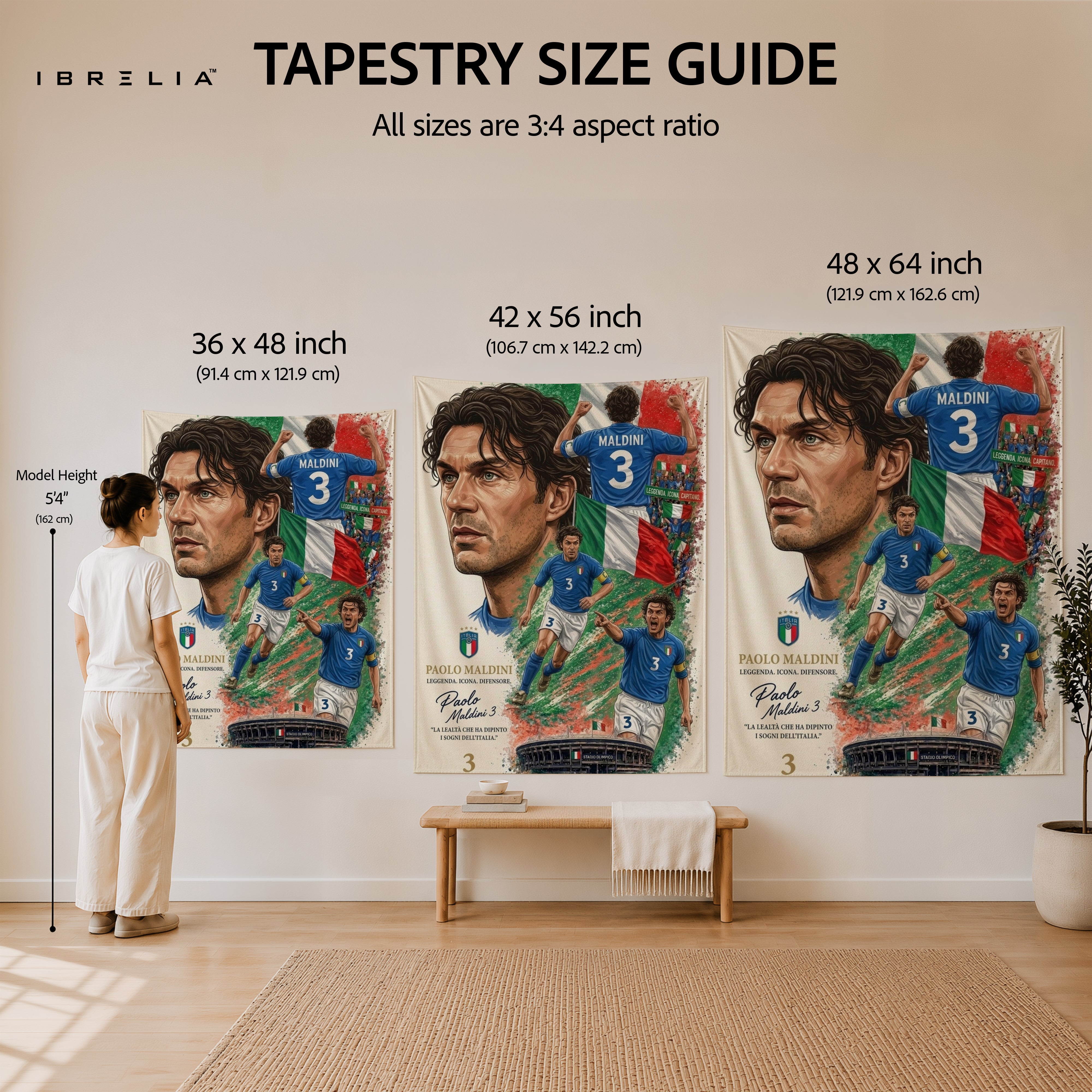 Paolo Maldini Italy Legend Wall Tapestry | Premium Heavyweight Jute Fabric Wall Hanging