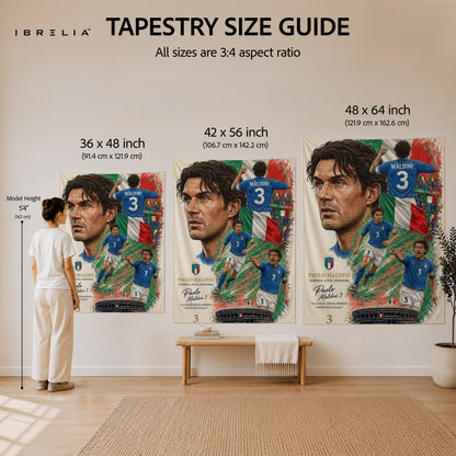 Paolo Maldini Italy Legend Wall Tapestry | Premium Heavyweight Jute Fabric Wall Hanging