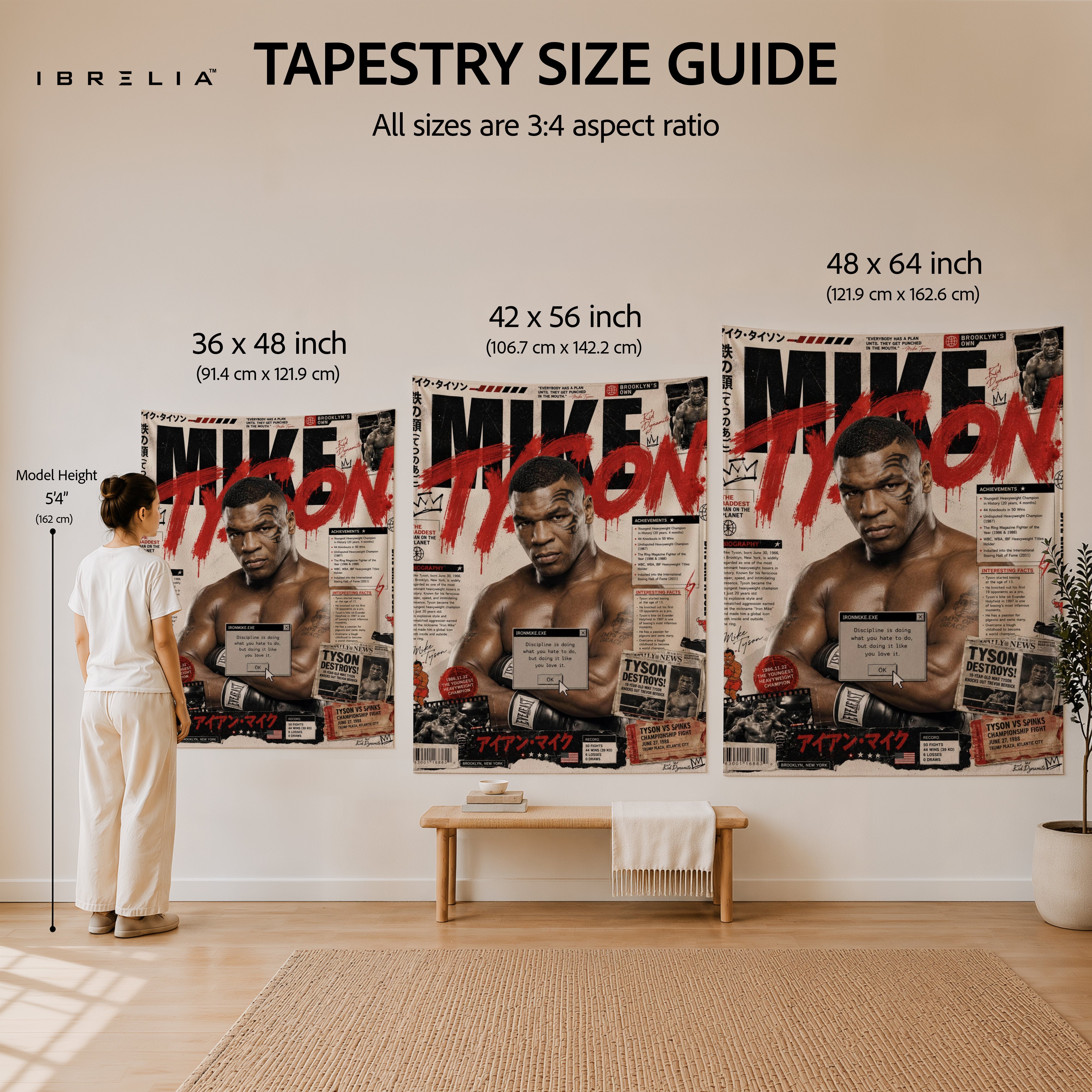 Mike Tyson Vintage Magazine Cover Wall Tapestry | Premium Heavyweight Jute Fabric Wall Hanging