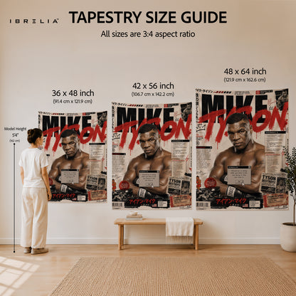 Mike Tyson Vintage Magazine Cover Wall Tapestry | Premium Heavyweight Jute Fabric Wall Hanging