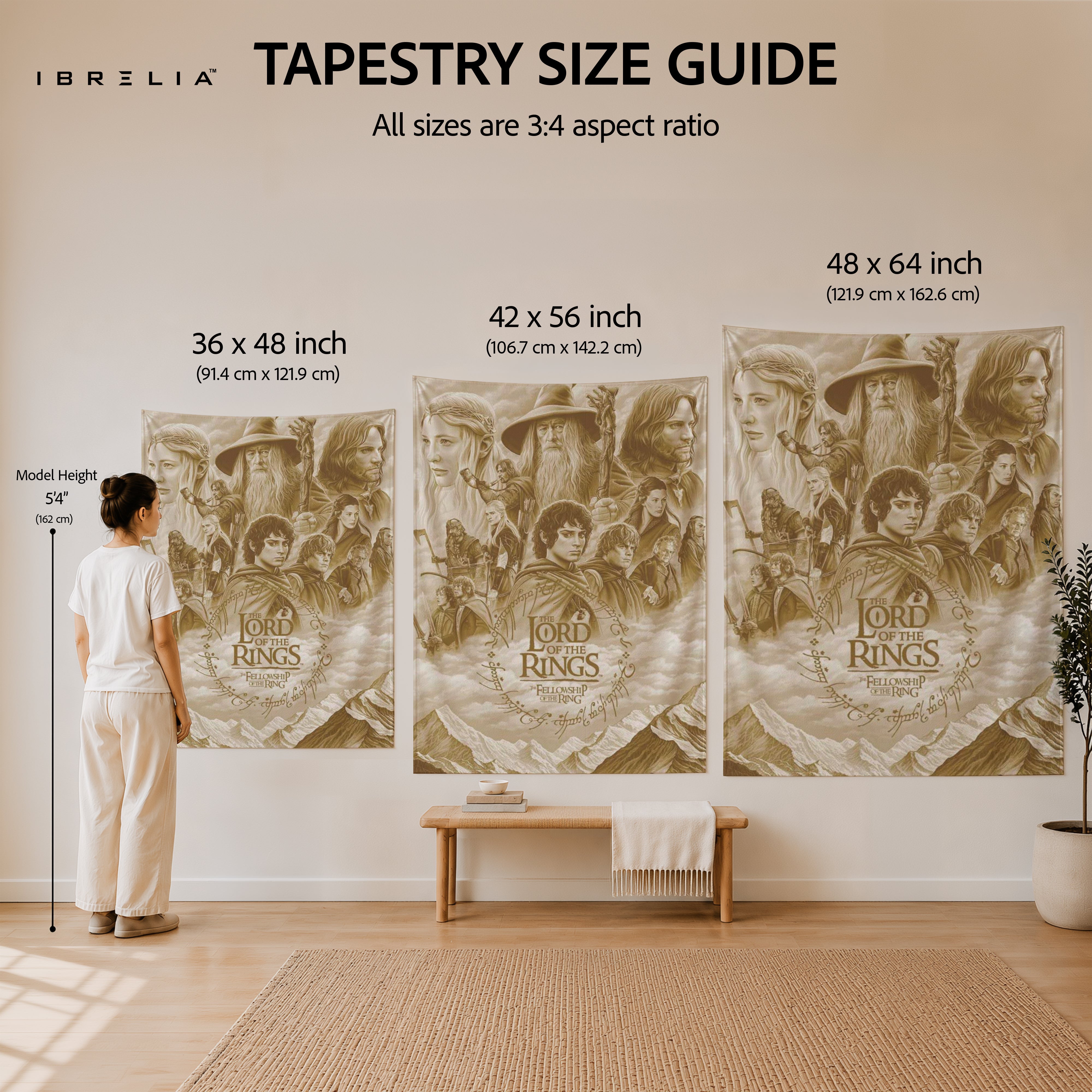 The Lord of the Rings Fellowship of the Ring Wall Tapestry – Vintage Fantasy Wall Hanging