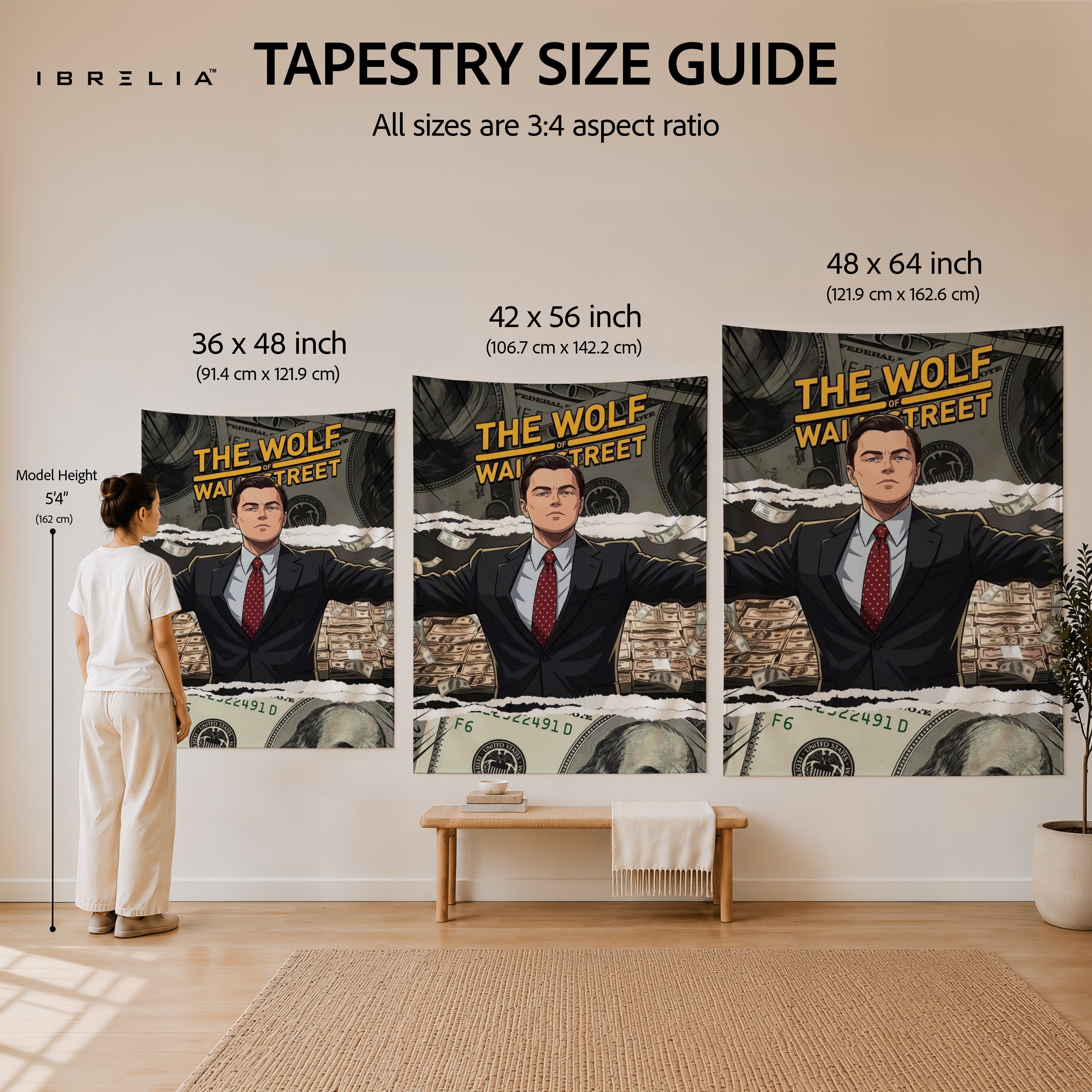 The Wolf of Wall Street Inspired Money Wall Tapestry – Premium Motivational Wall Hanging for Home, Office & Gaming Room