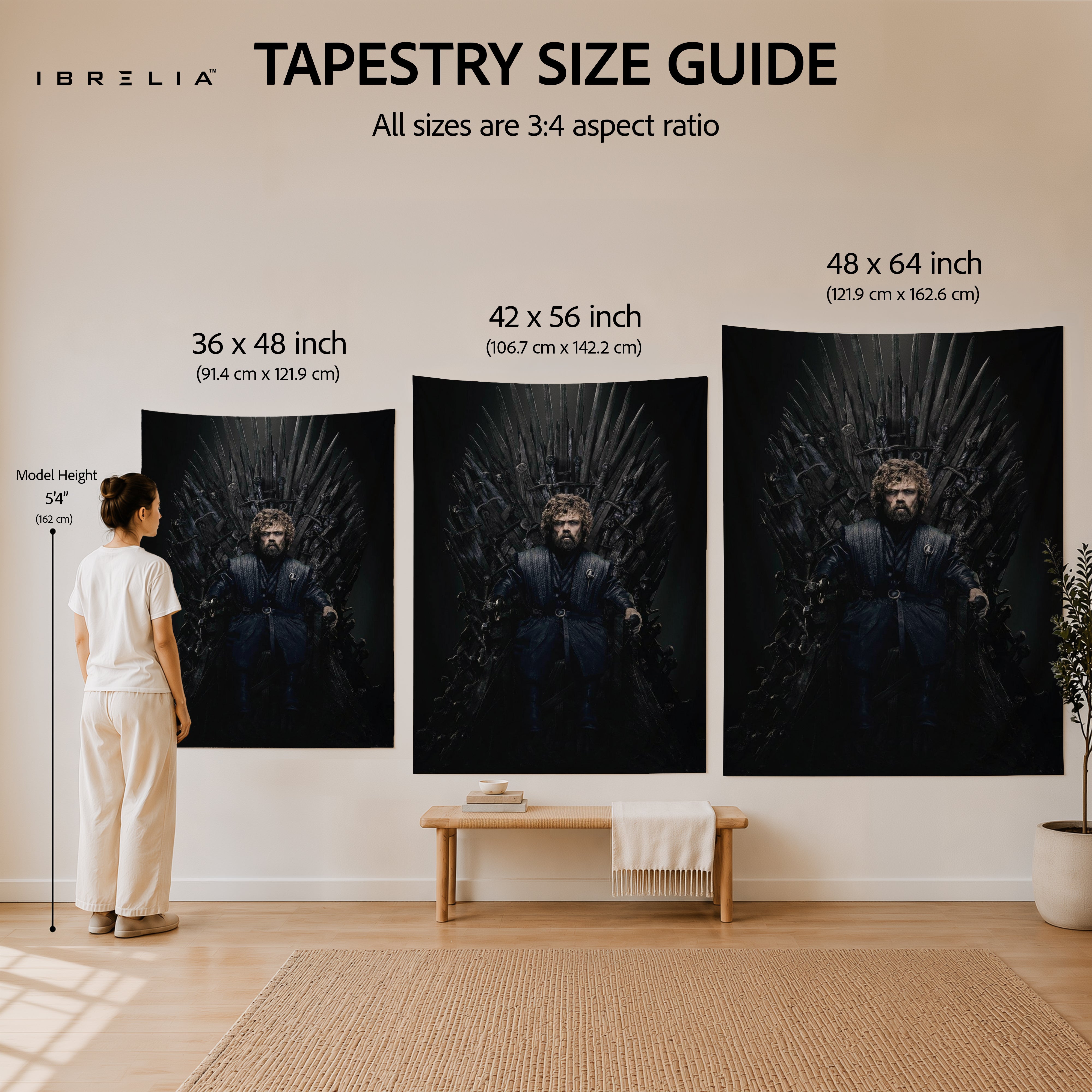 Tyrion Lannister Iron Throne Game of Thrones Wall Tapestry | Premium Heavyweight Jute Fabric Wall Hanging
