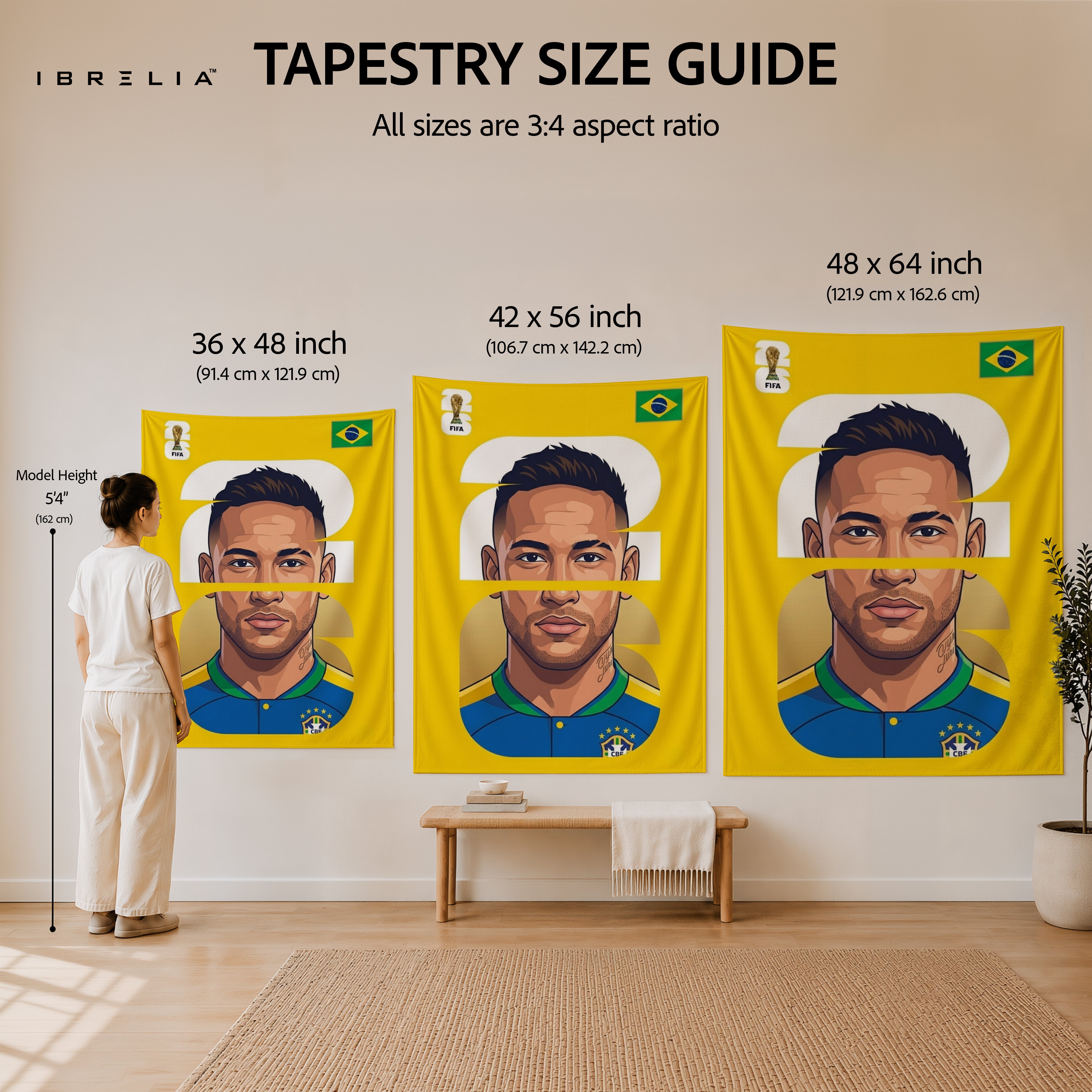 Neymar Jr Brazil Minimal Portrait Wall Tapestry | Premium Heavyweight Jute Fabric Wall Hanging