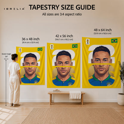 Neymar Jr Brazil Minimal Portrait Wall Tapestry | Premium Heavyweight Jute Fabric Wall Hanging
