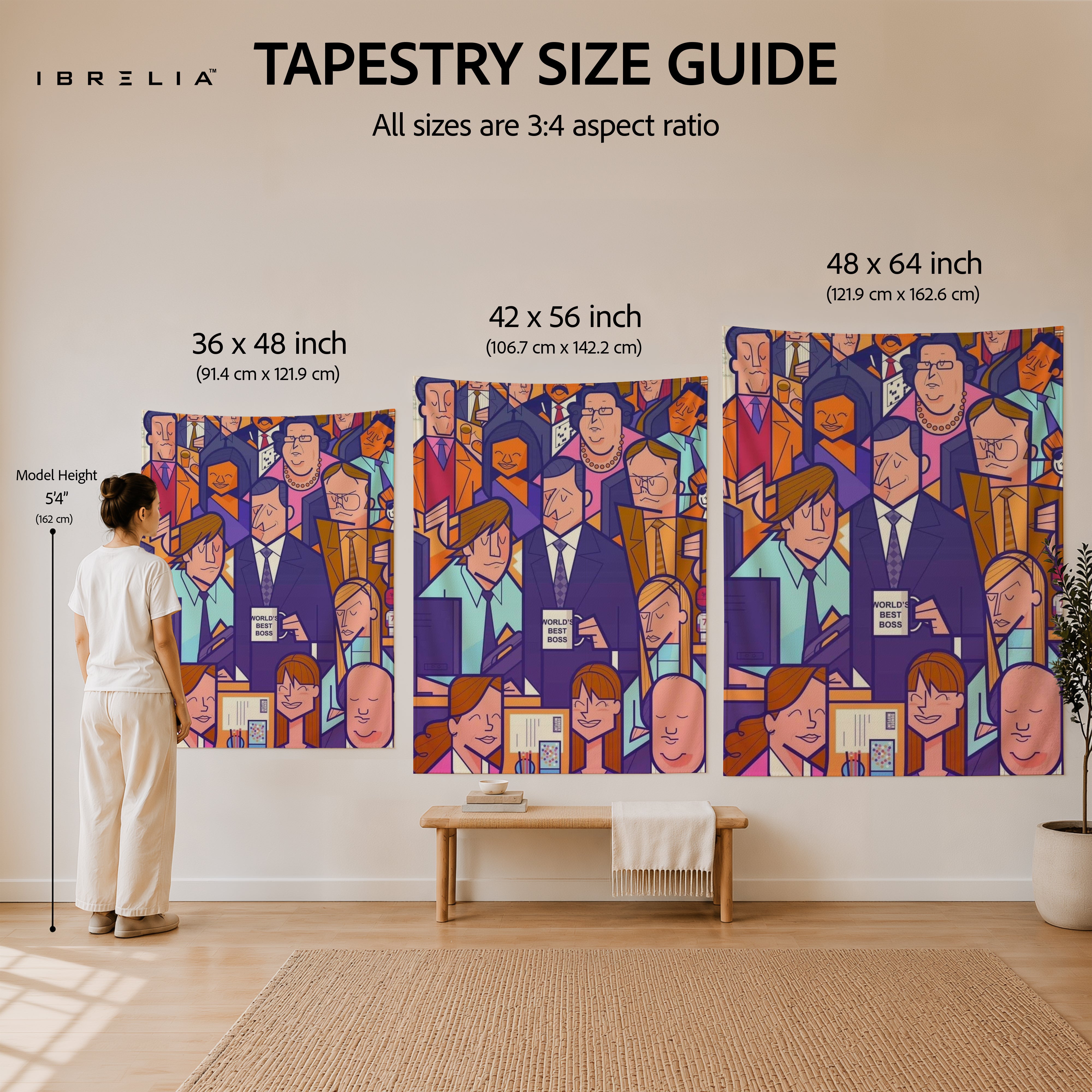 The Office Abstract Cast Wall Tapestry | Premium Heavyweight Jute Fabric Wall Hanging