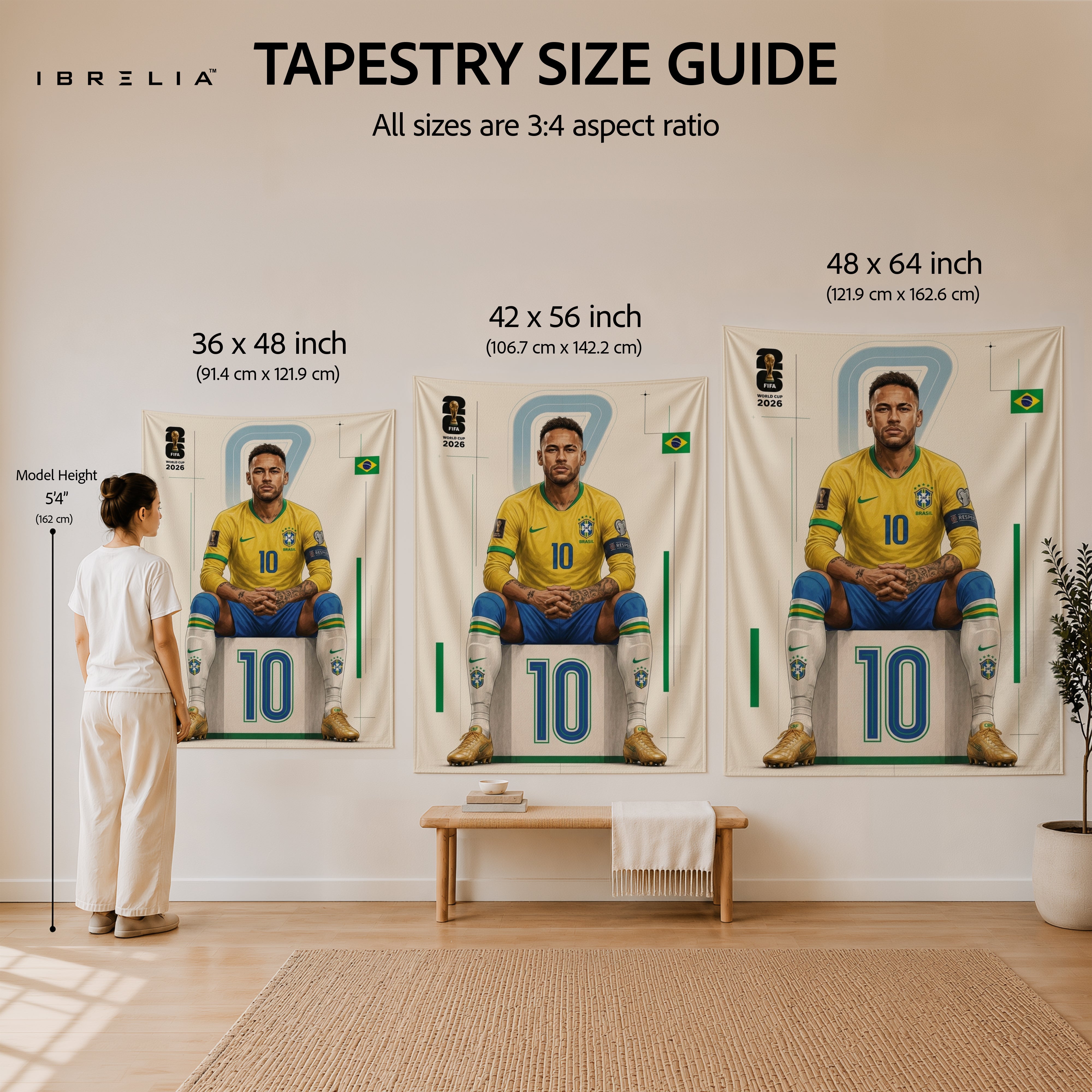 Neymar Jr Brazil 2026 Wall Tapestry | Premium Heavyweight Jute Fabric Wall Hanging