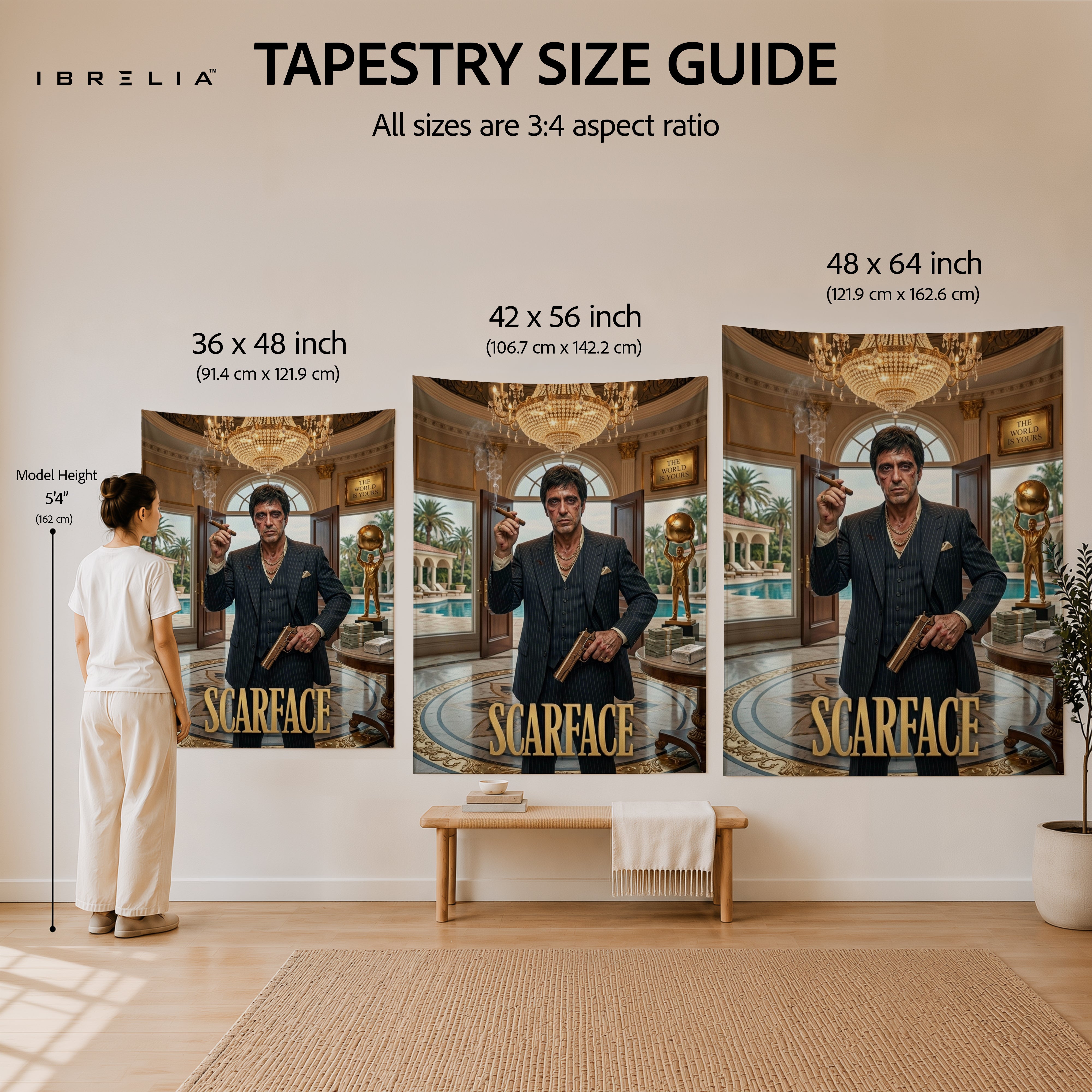 Scarface "The World Is Yours" Mansion Wall Tapestry | Luxury Tony Montana Movie Wall Hanging Pakistan