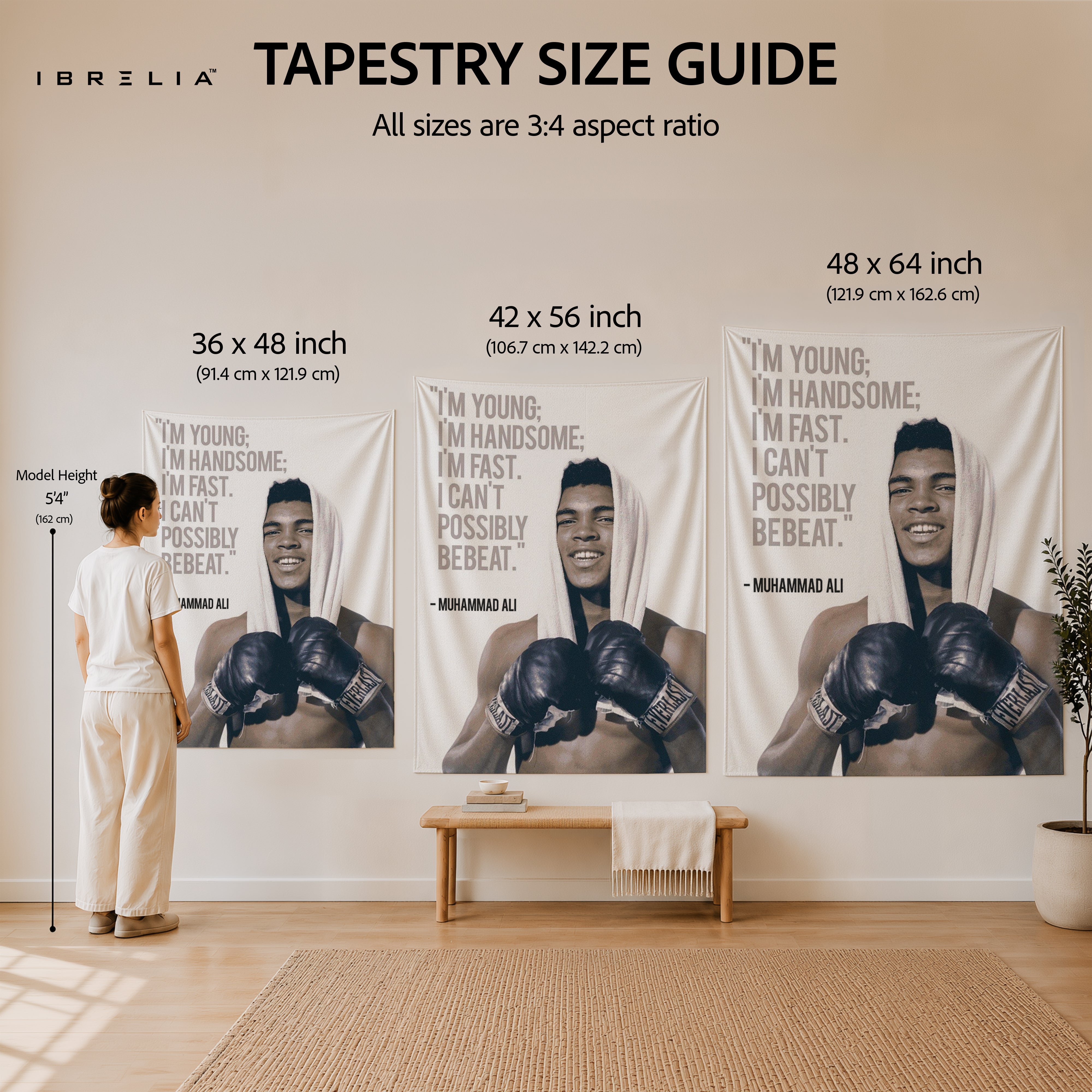 Muhammad Ali Inspirational Quote Wall Tapestry | Premium Heavyweight Jute Fabric Wall Hanging