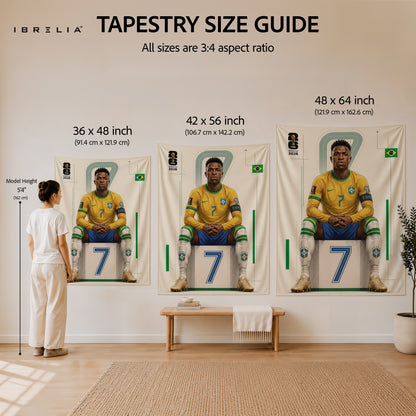 Vinícius Júnior Brazil 2026 Wall Tapestry | Premium Heavyweight Jute Fabric Wall Hanging