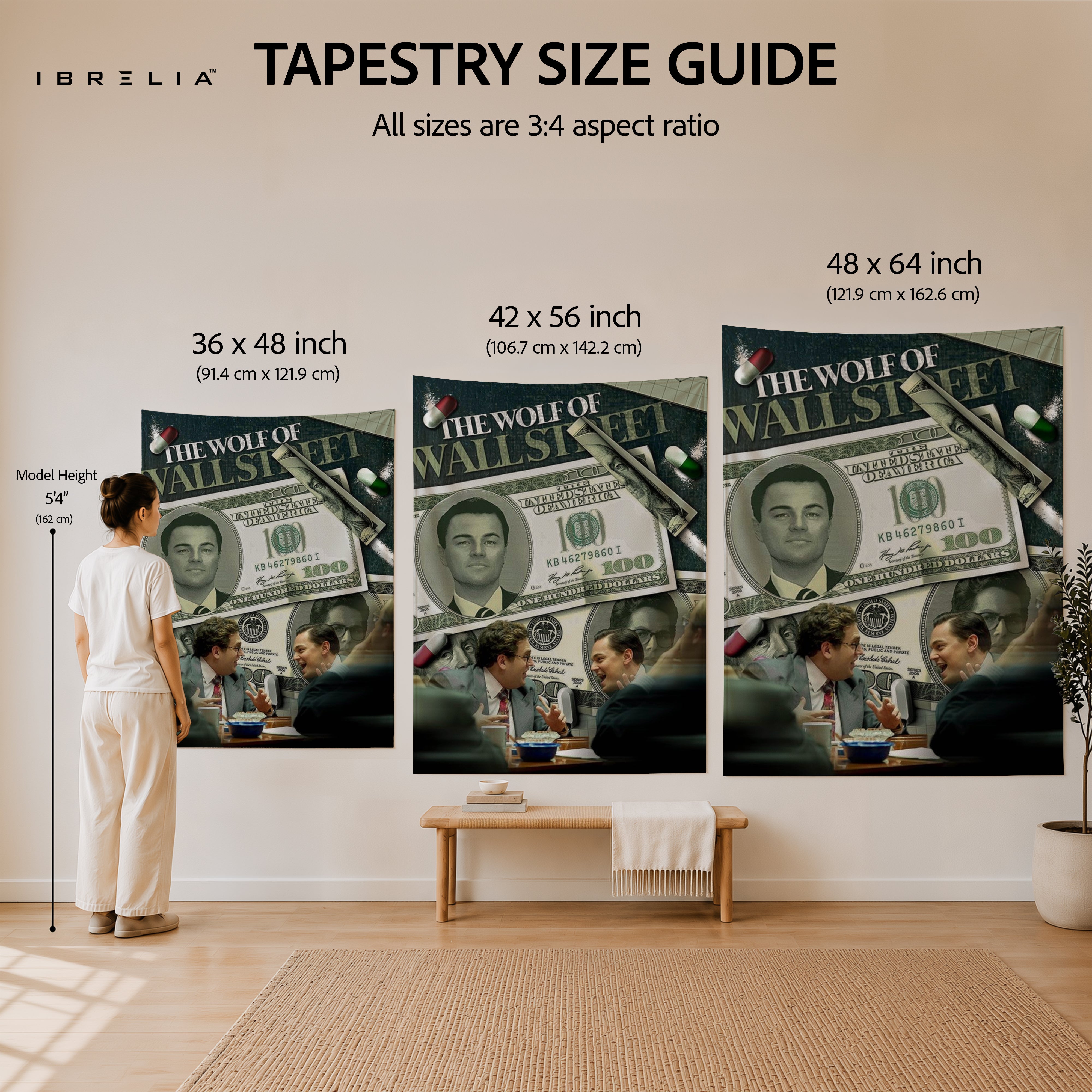 The Wolf of Wall Street Money Collage Wall Tapestry – Luxury Finance Movie Inspired Wall Hanging