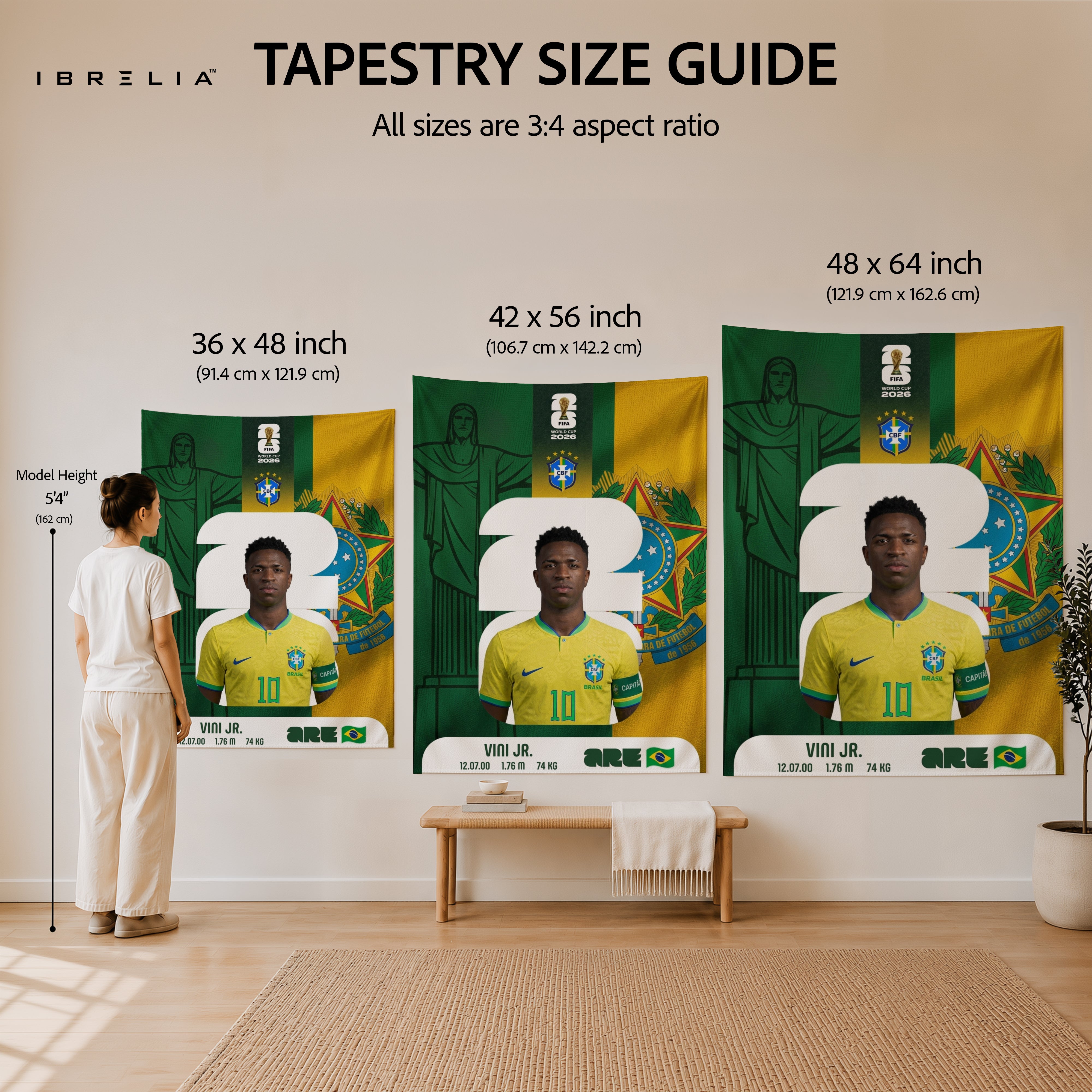 Vinícius Júnior Brazil World Cup 2026 Wall Tapestry | Premium Heavyweight Jute Fabric Wall Hanging