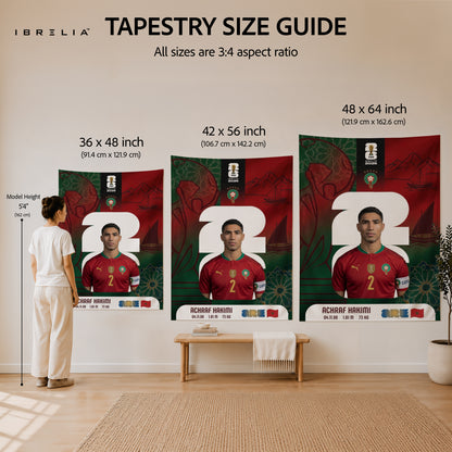 Achraf Hakimi Morocco World Cup 2026 Wall Tapestry | Premium Heavyweight Jute Fabric Wall Hanging