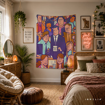 The Office Abstract Cast Wall Tapestry | Premium Heavyweight Jute Fabric Wall Hanging
