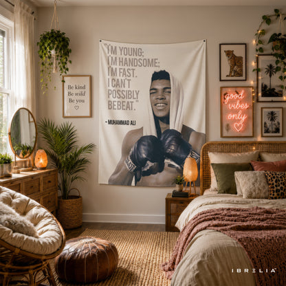 Muhammad Ali Inspirational Quote Wall Tapestry | Premium Heavyweight Jute Fabric Wall Hanging