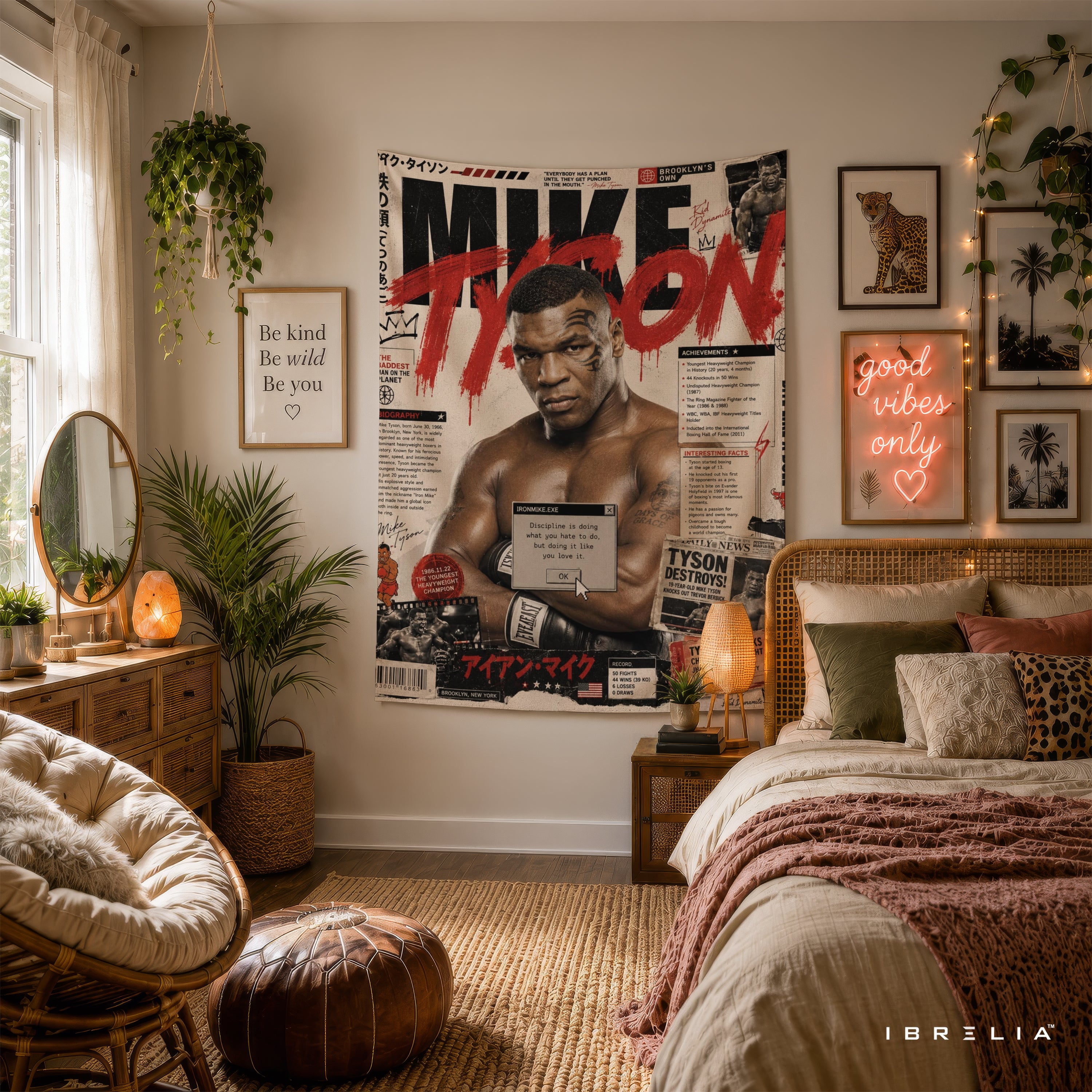 Mike Tyson Vintage Magazine Cover Wall Tapestry | Premium Heavyweight Jute Fabric Wall Hanging