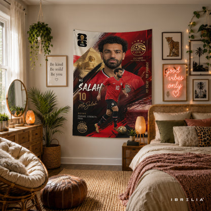 Mohamed Salah Egypt Champion Edition Wall Tapestry | Premium Heavyweight Jute Fabric Wall Hanging