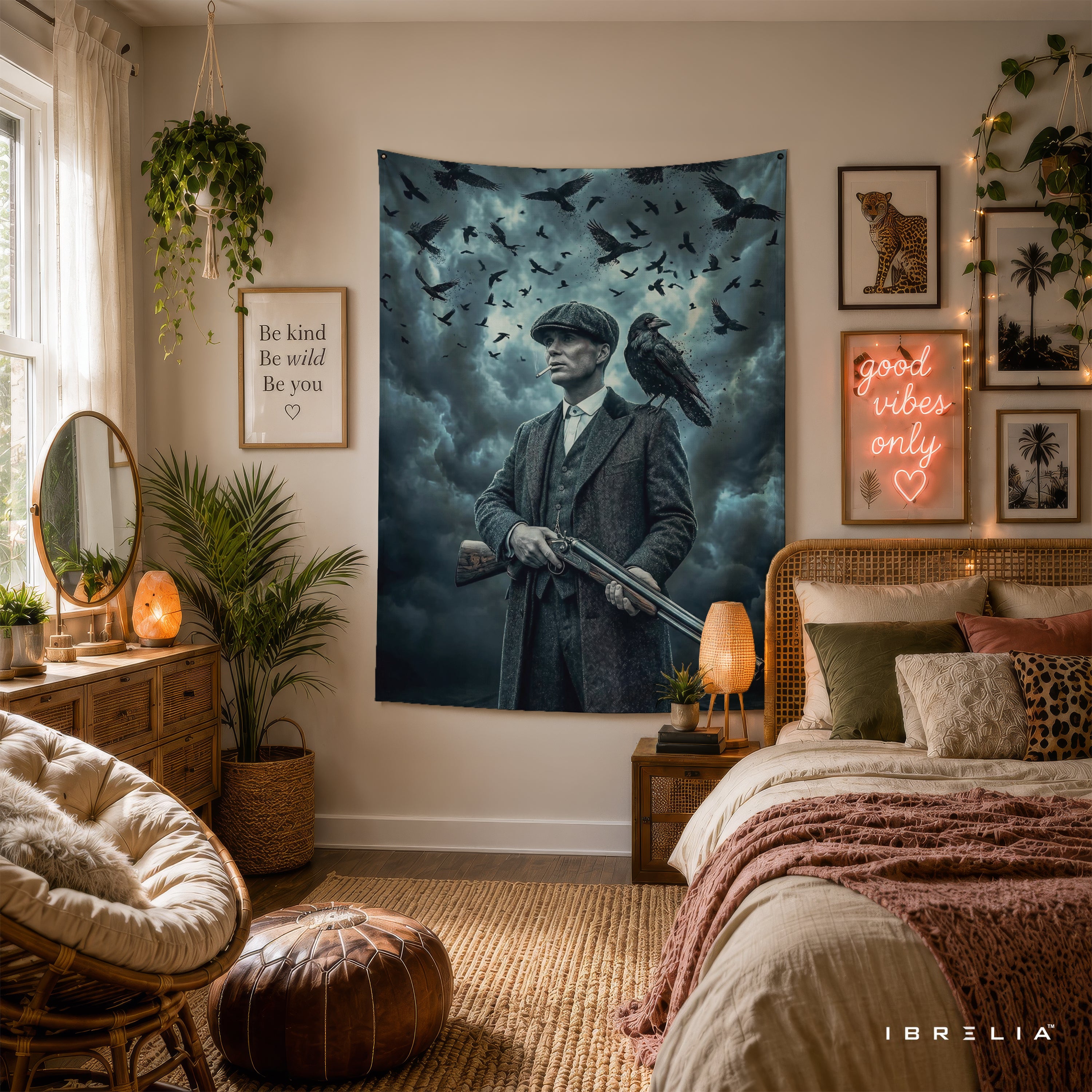Thomas Shelby Raven Storm Wall Tapestry | Premium Heavyweight Jute Fabric Wall Hanging