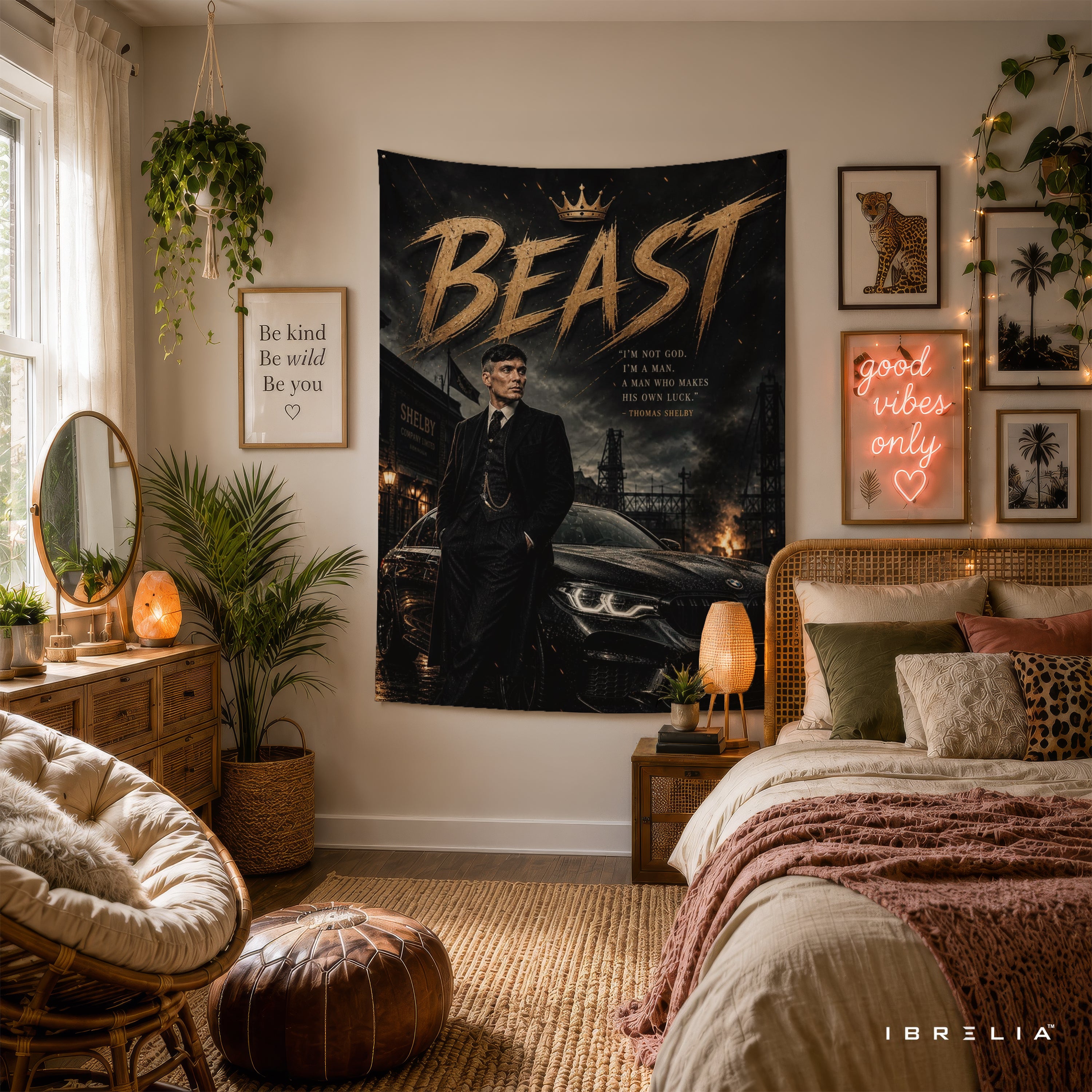 Thomas Shelby Beast Wall Tapestry | Premium Heavyweight Jute Fabric Wall Hanging
