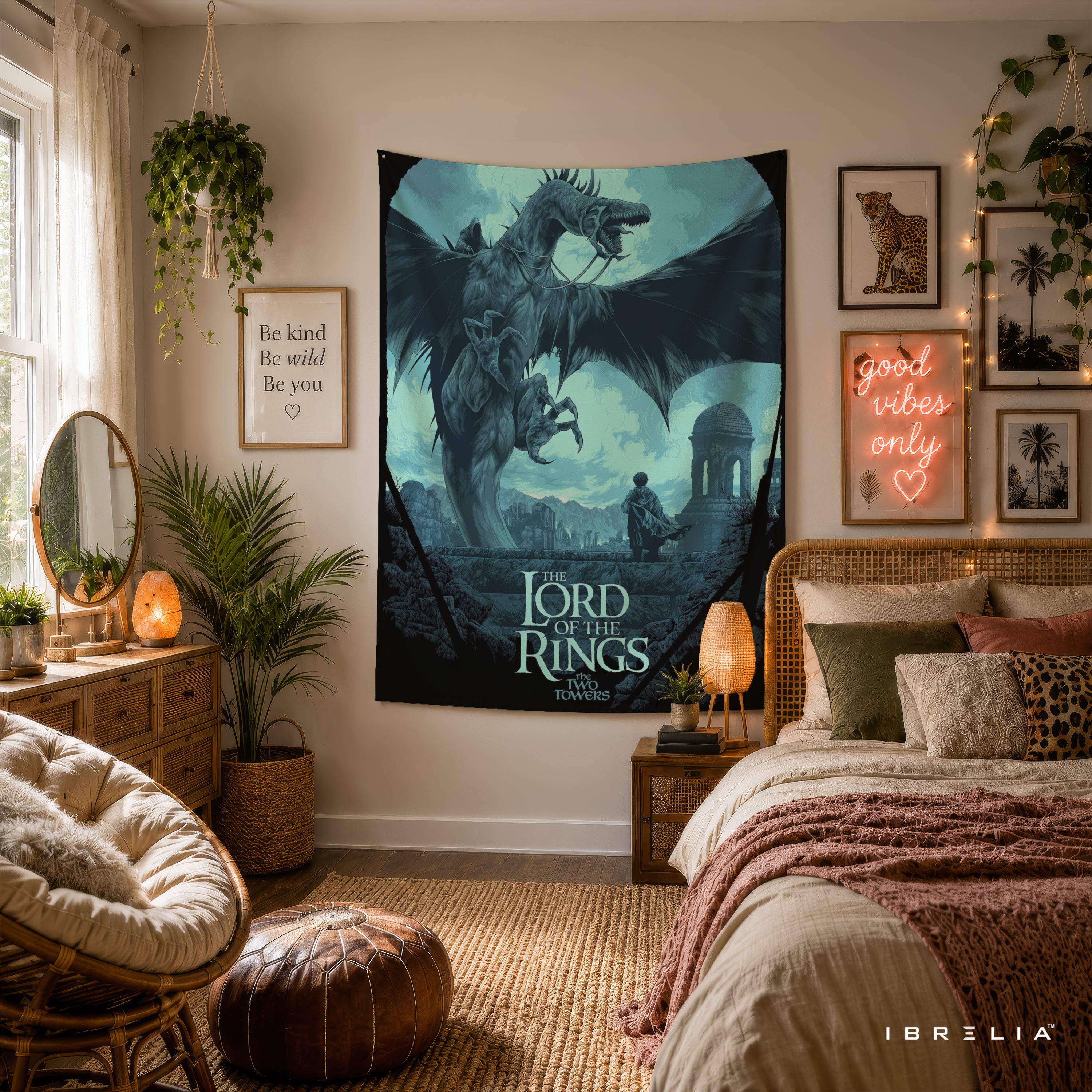The Lord of the Rings Fell Beast & Nazgûl Wall Tapestry – The Two Towers Fantasy Wall Hanging