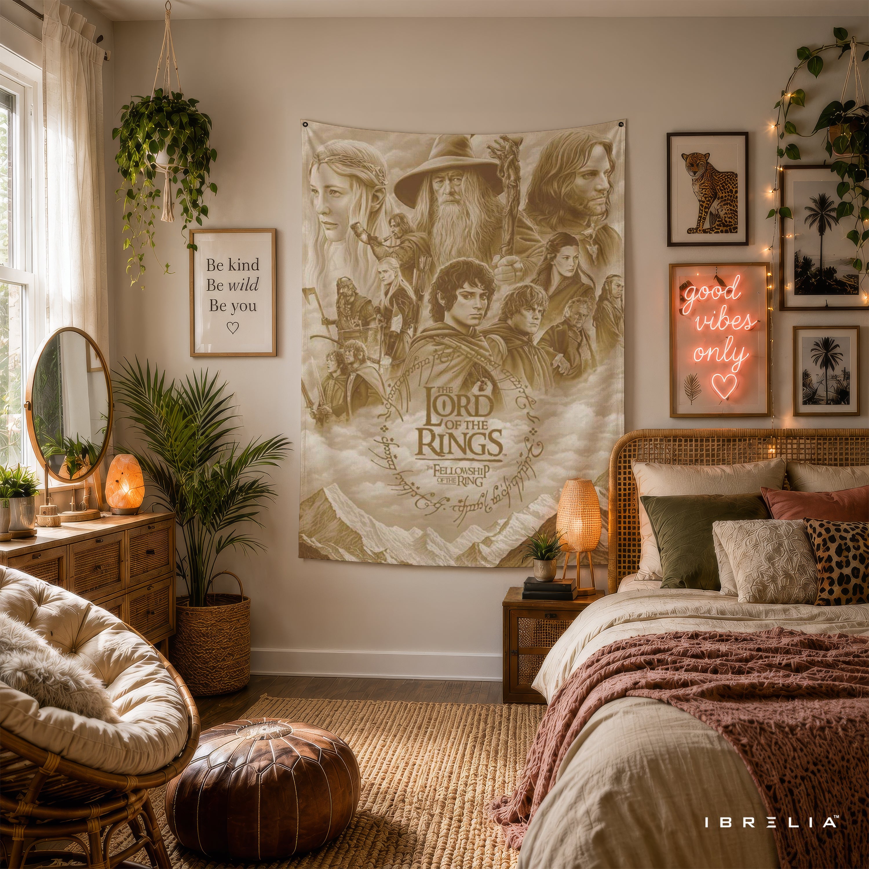The Lord of the Rings Fellowship of the Ring Wall Tapestry – Vintage Fantasy Wall Hanging