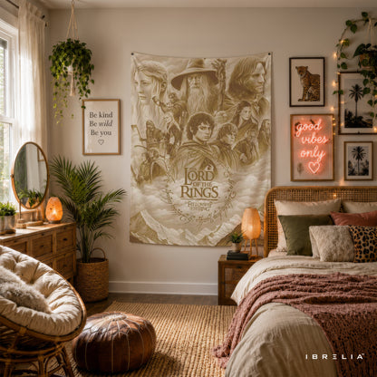 The Lord of the Rings Fellowship of the Ring Wall Tapestry – Vintage Fantasy Wall Hanging