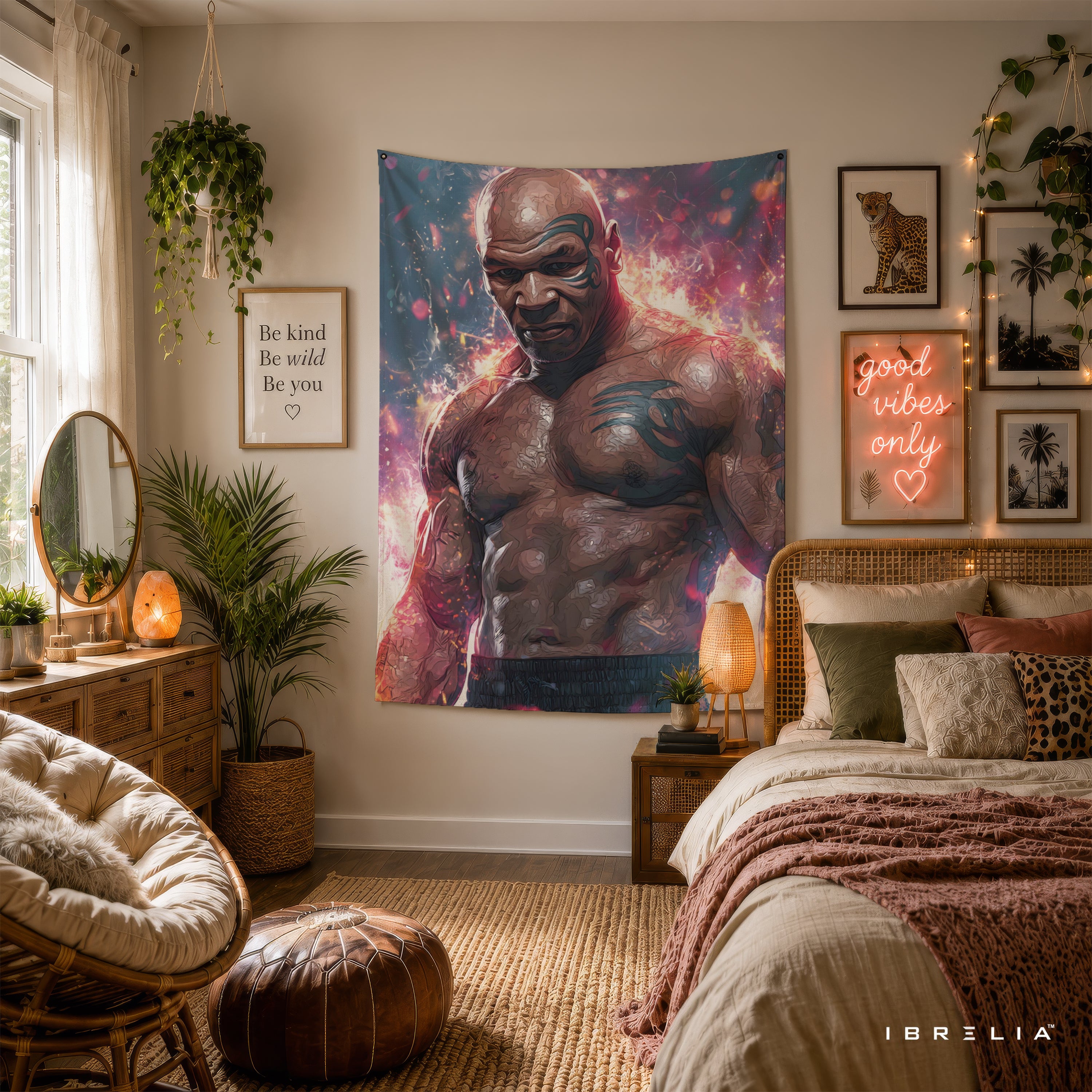 Mike Tyson Digital Art Wall Tapestry | Premium Heavyweight Jute Fabric Wall Hanging