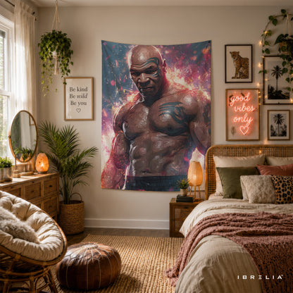 Mike Tyson Digital Art Wall Tapestry | Premium Heavyweight Jute Fabric Wall Hanging