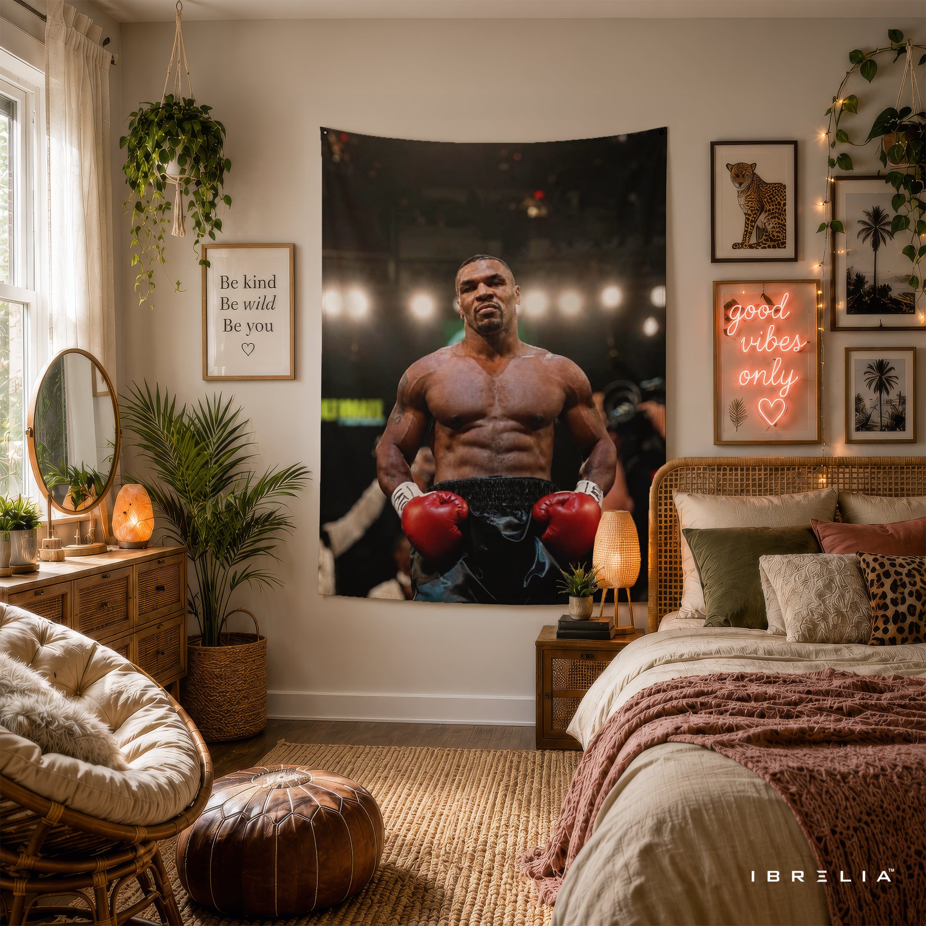Mike Tyson Championship Portrait Wall Tapestry | Premium Heavyweight Jute Fabric Wall Hanging