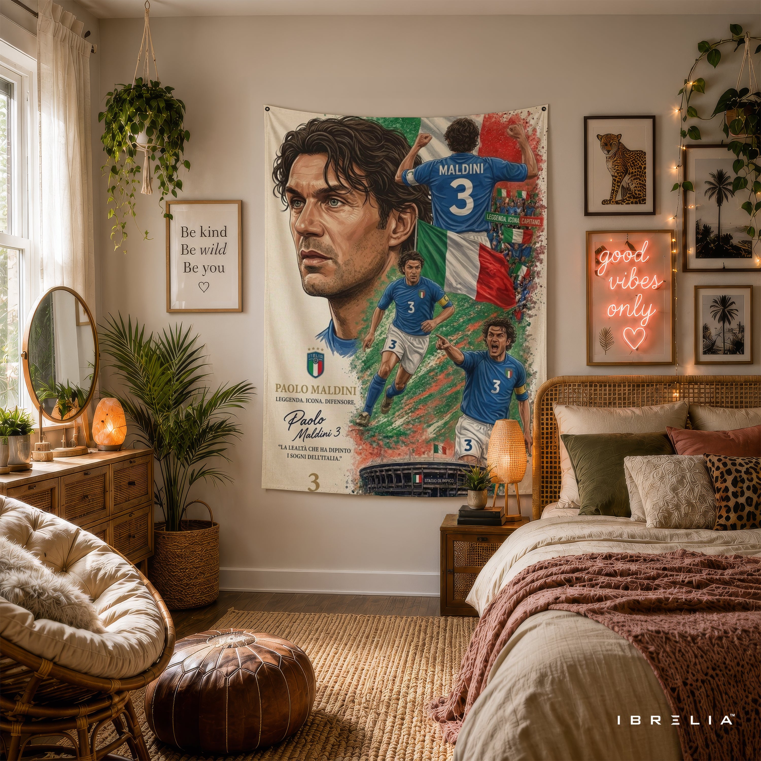 Paolo Maldini Italy Legend Wall Tapestry | Premium Heavyweight Jute Fabric Wall Hanging