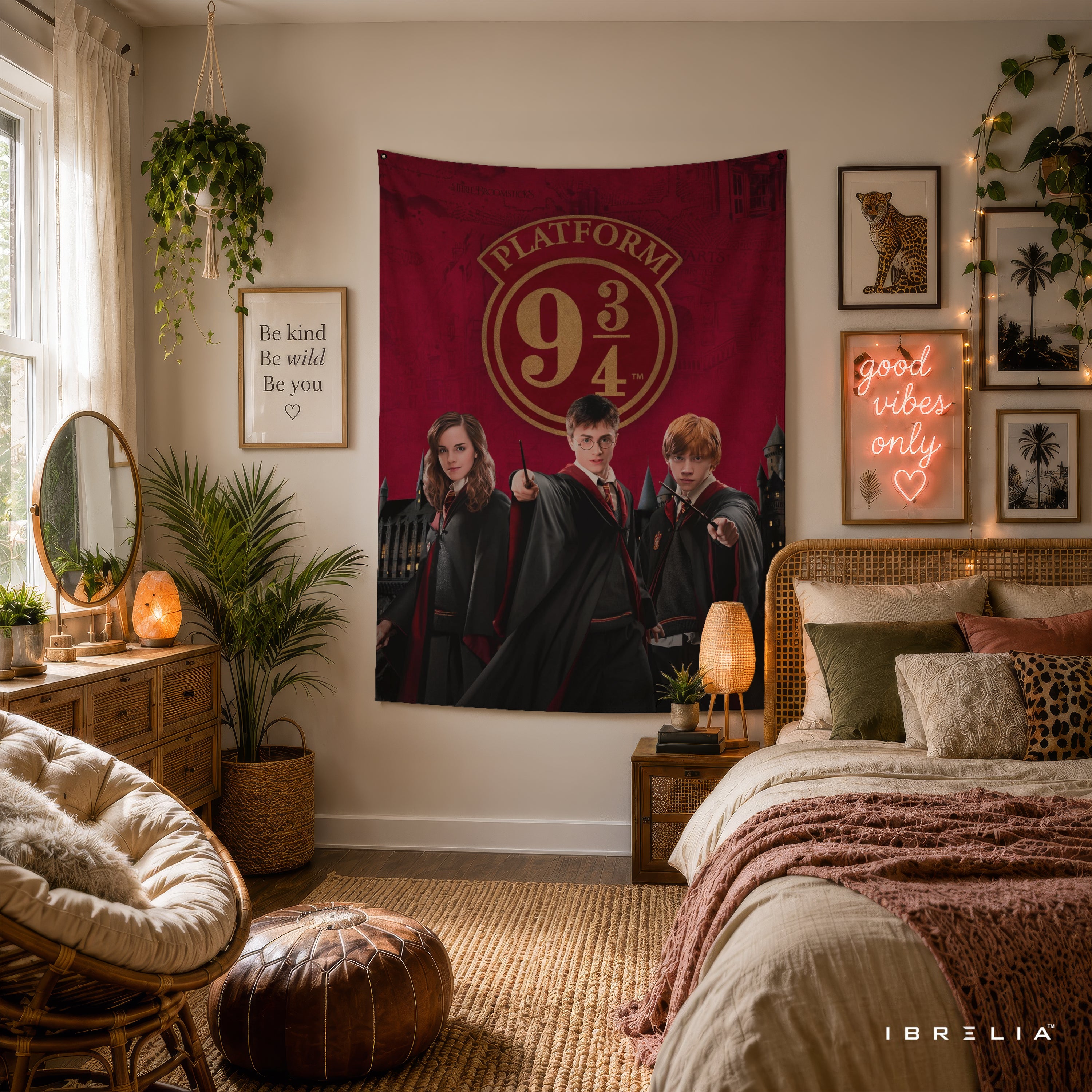 Harry Potter Platform 9¾ Golden Trio Wall Tapestry – Premium Fantasy Wall Hanging & Home Decor in Pakistan