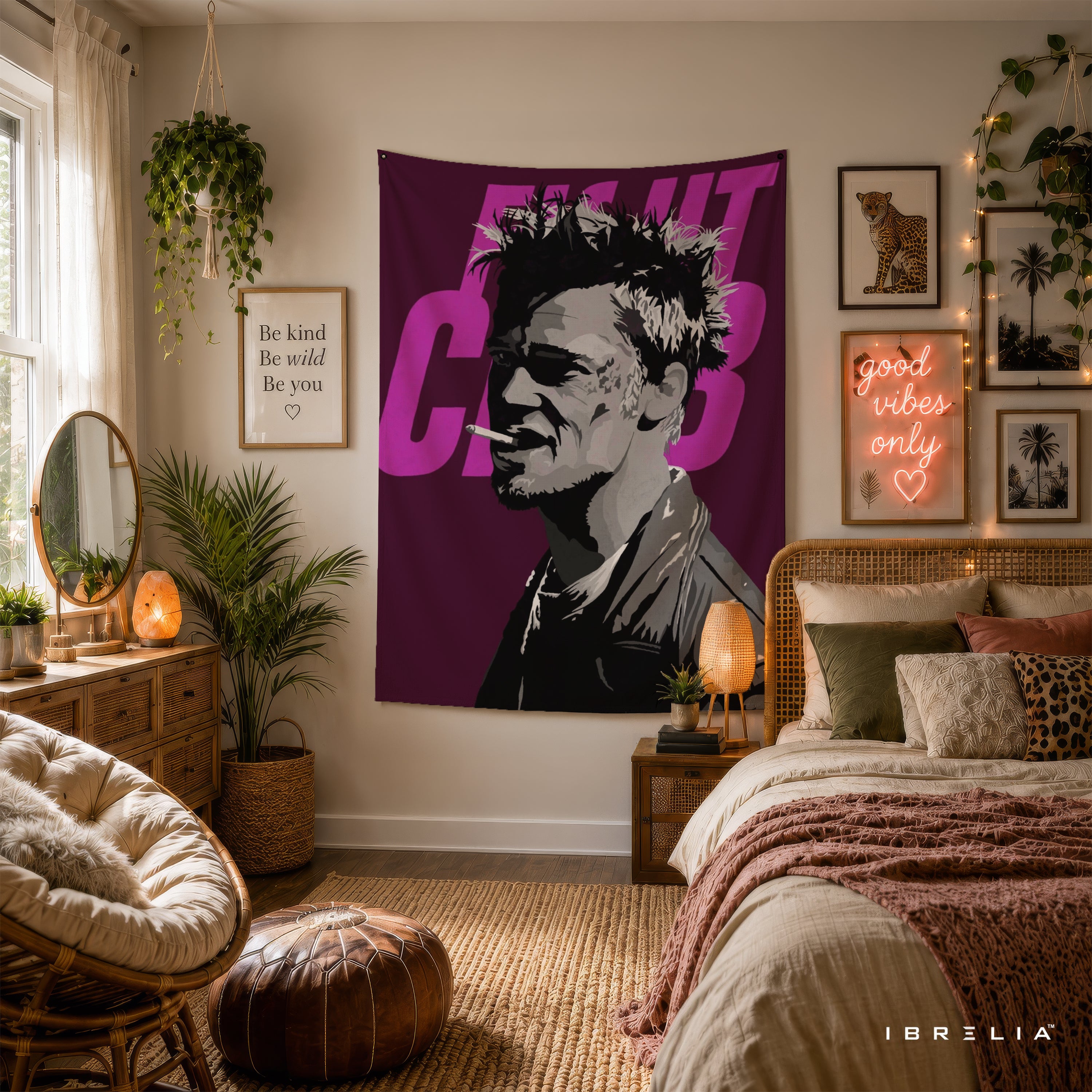 Fight Club Tyler Durden Purple Pop Art Wall Tapestry – Cult Classic Movie Wall Hanging